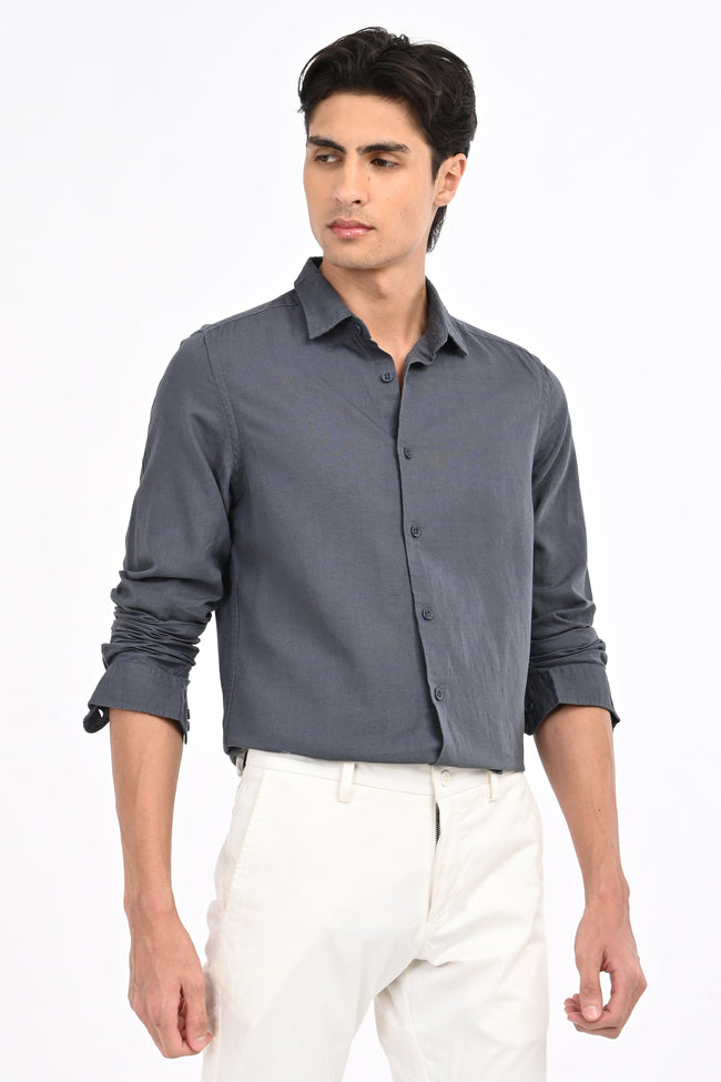 Men Cotton Linen Solid Shirt