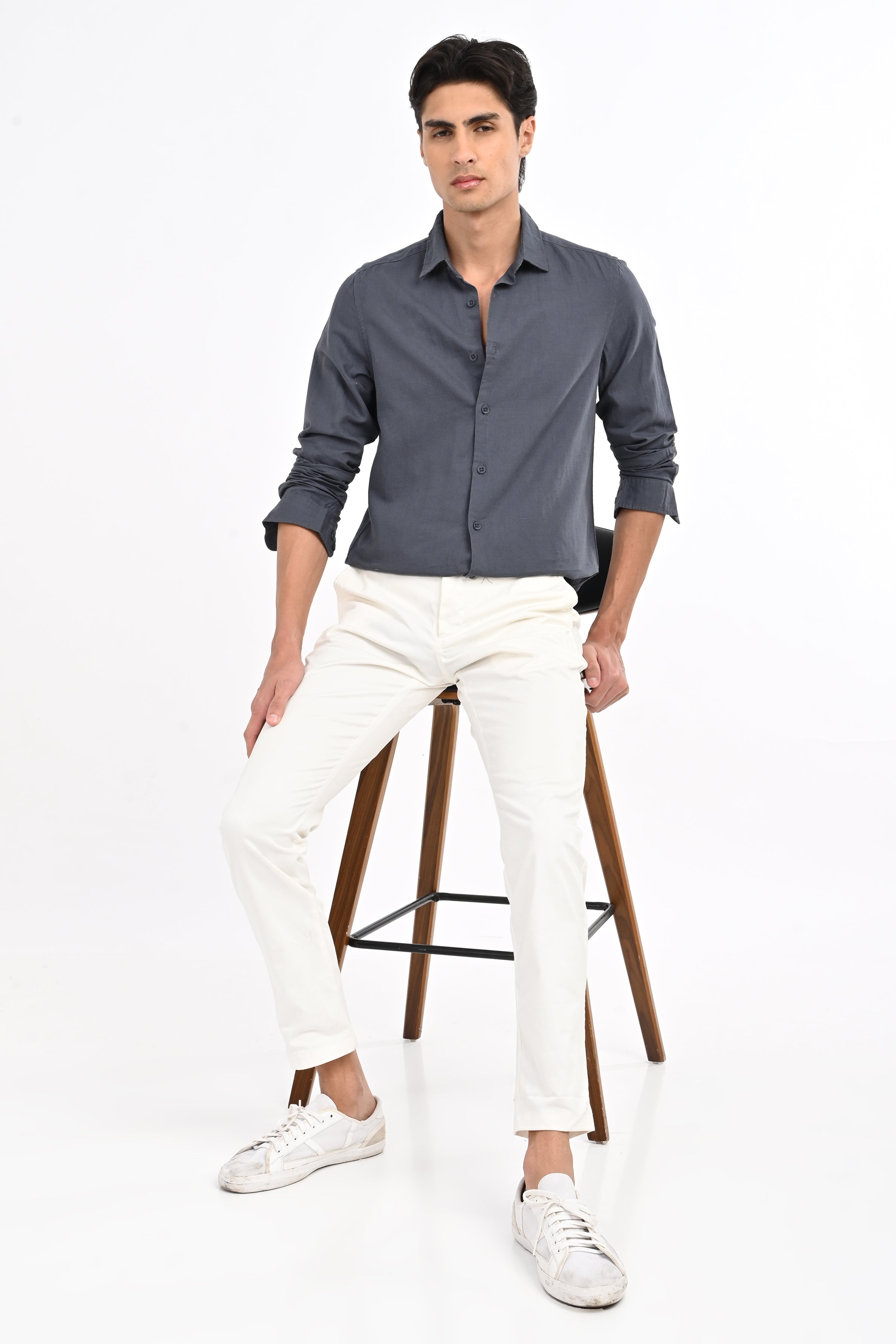 Men Cotton Linen Solid Shirt