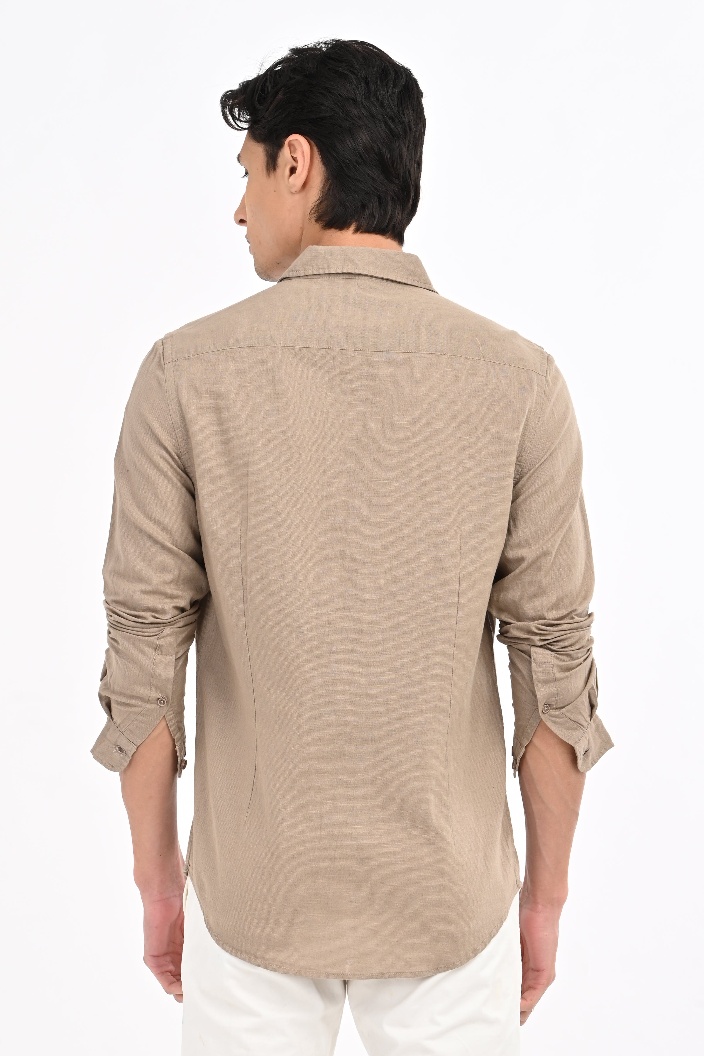 Men Cotton Linen Solid Shirt