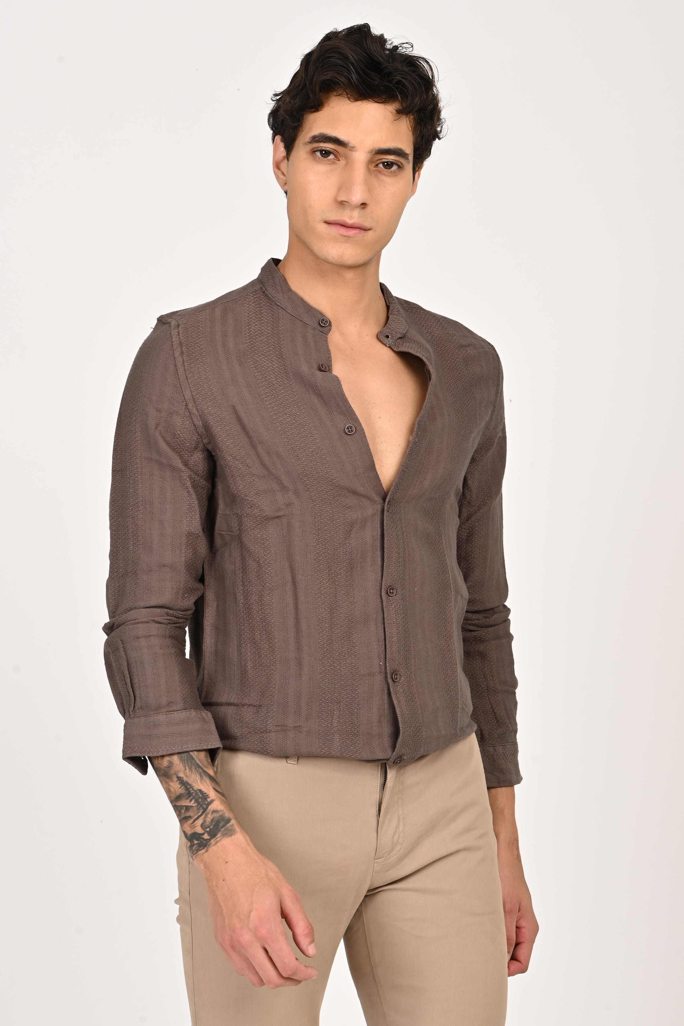 Men Dobby Striped Shirt