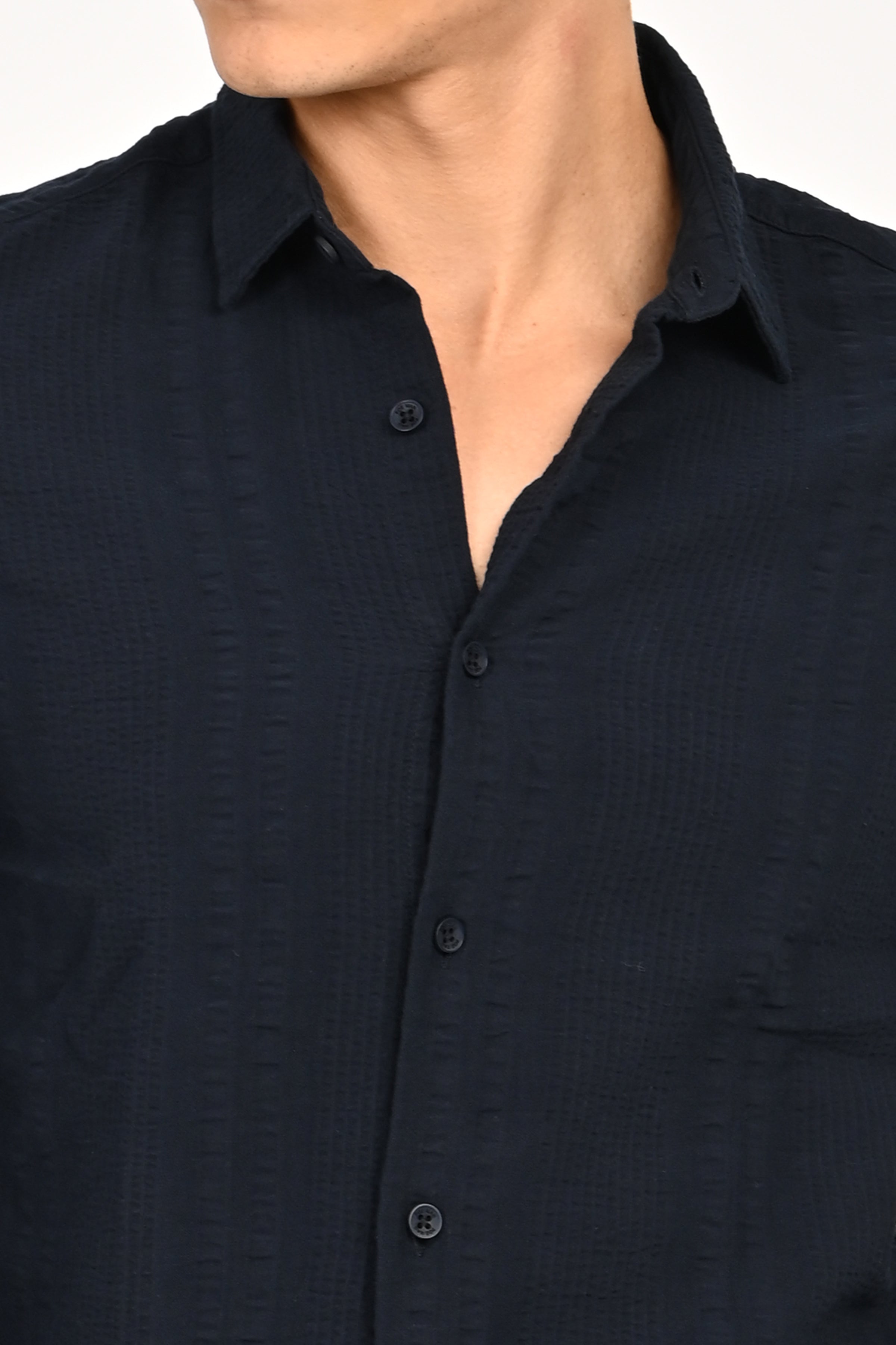 Men Seersucker Striped Shirt