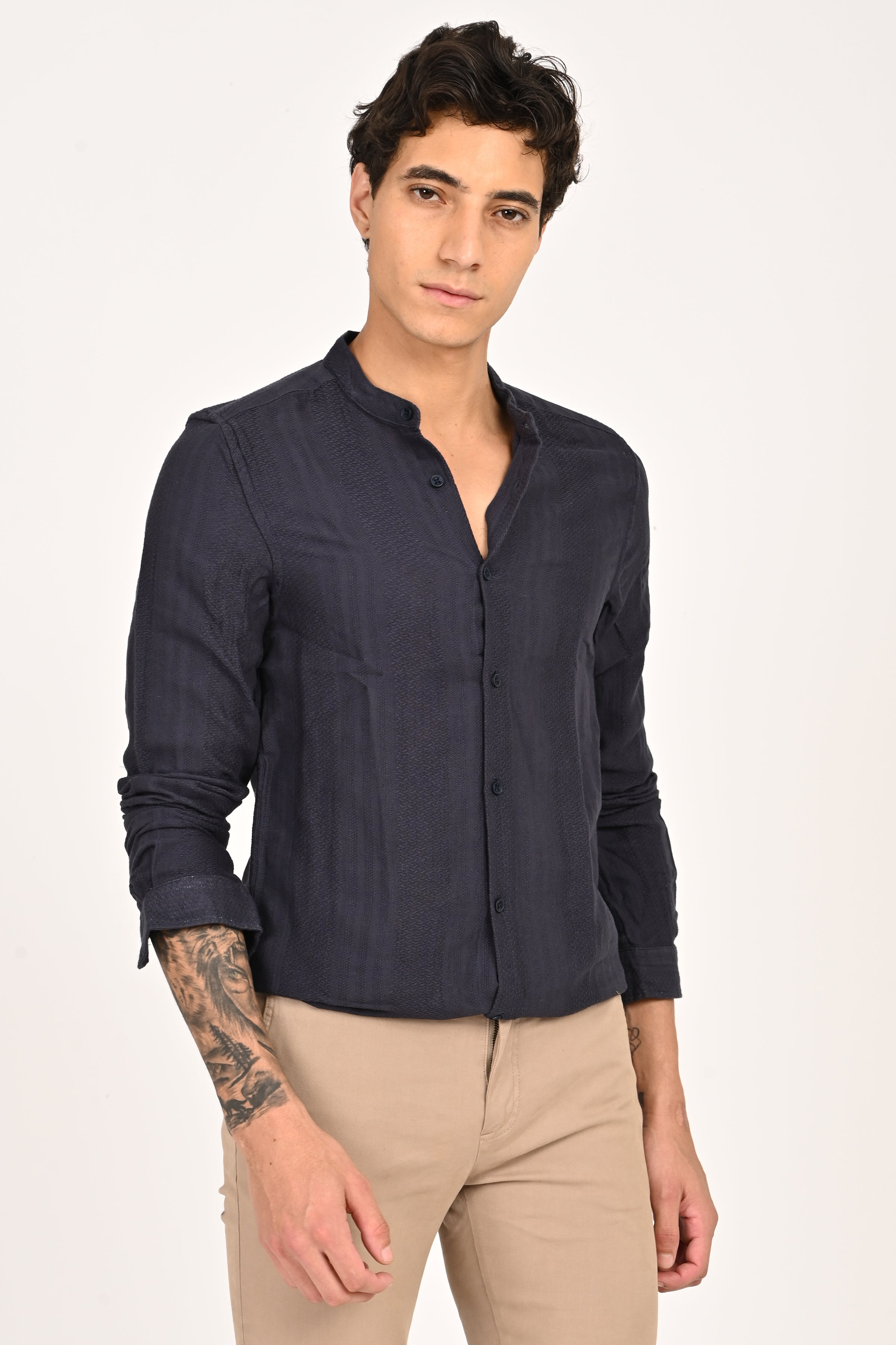 Men Dobby Striped Shirt