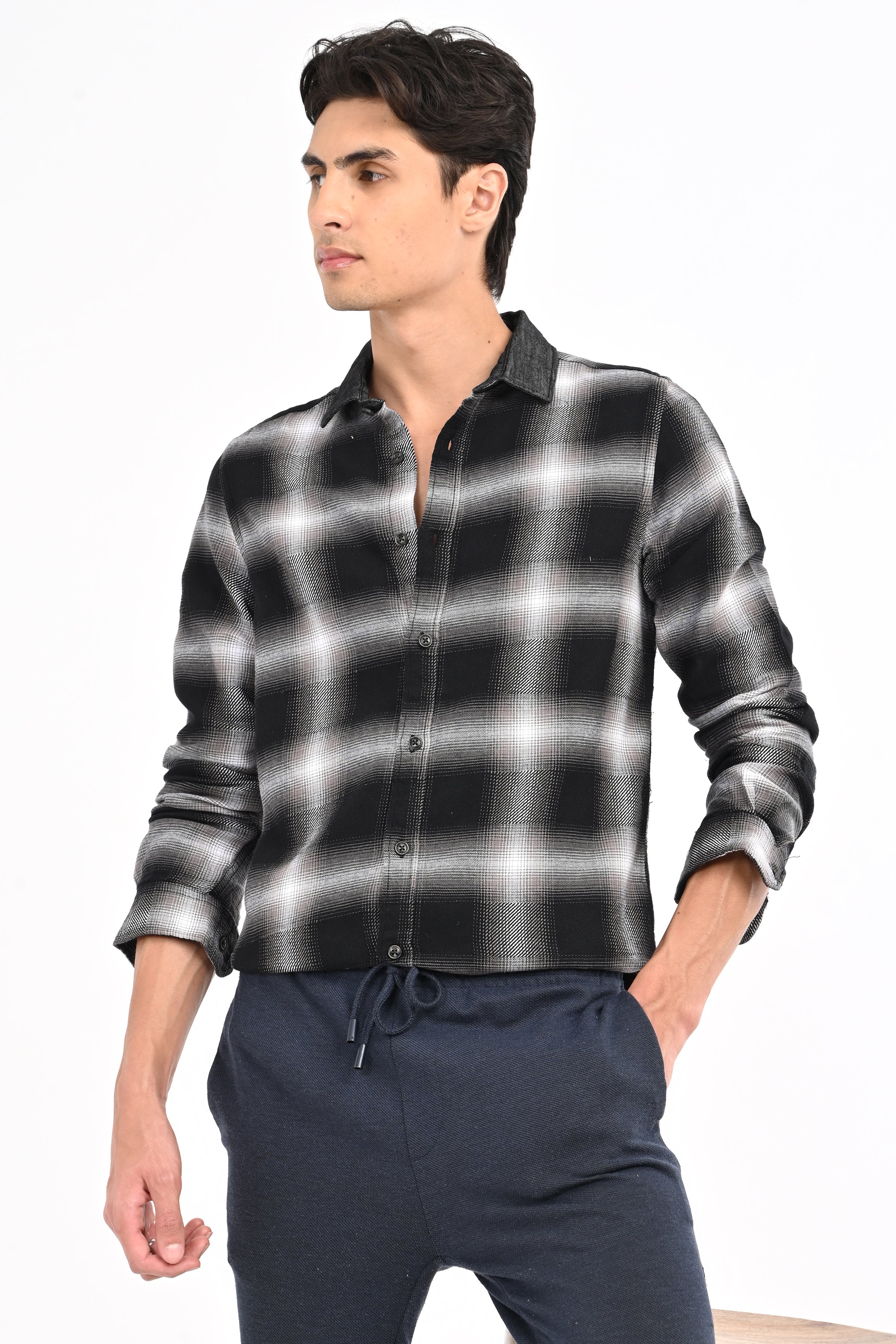 Men Buffer Dobby Check Shirt