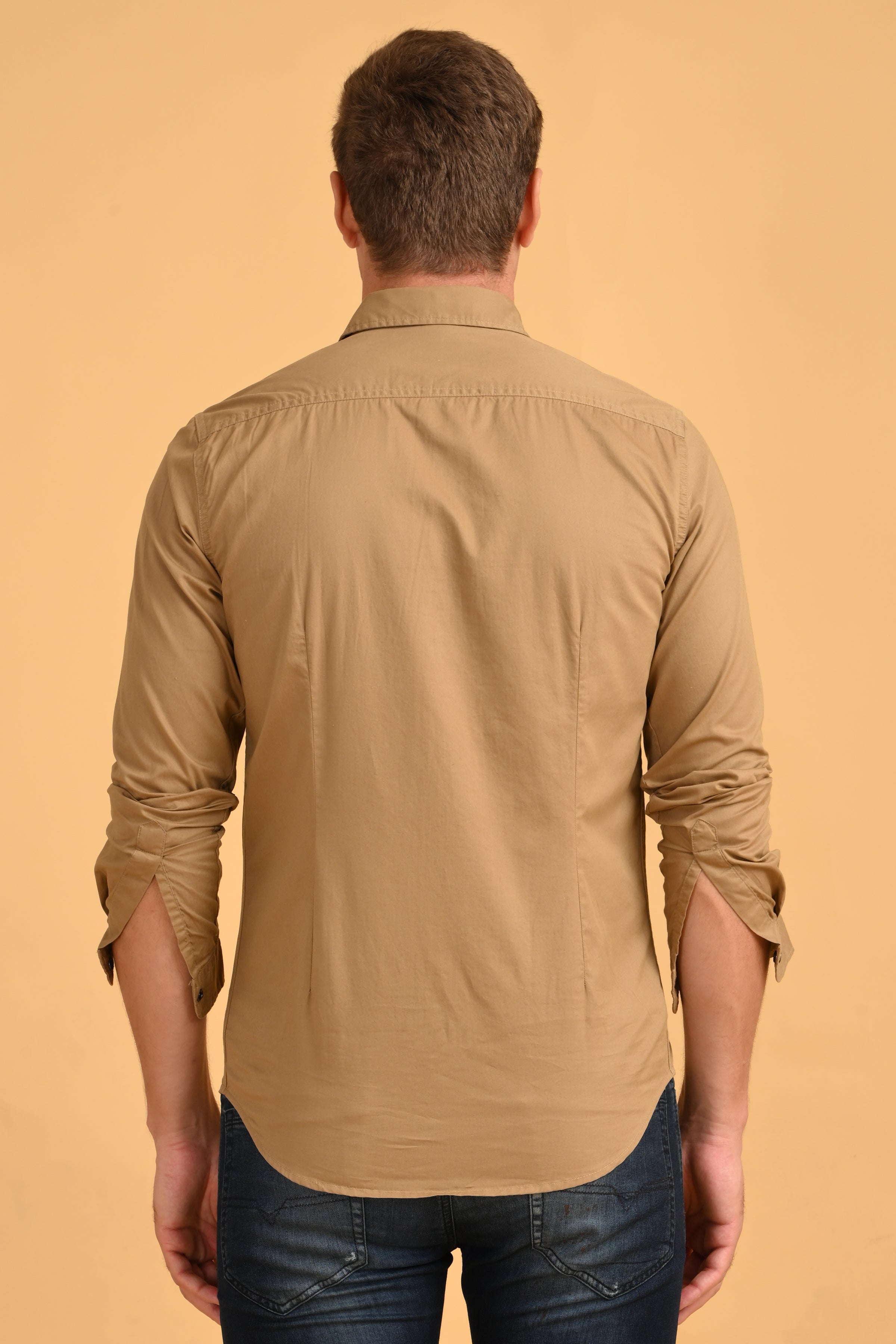 Mens Shawn Khaki Soft Cotton Over Dyed Shirt