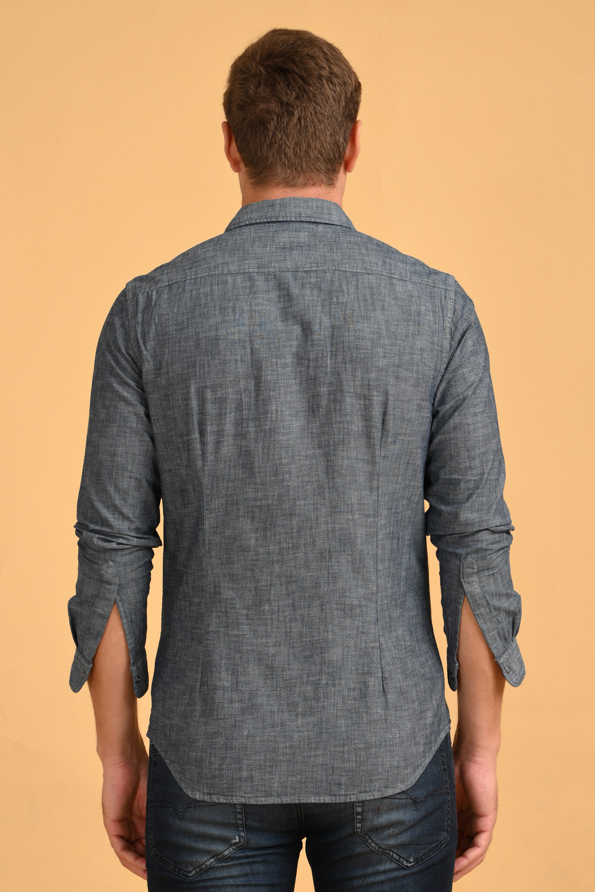 Men Detailed Denim Shirt
