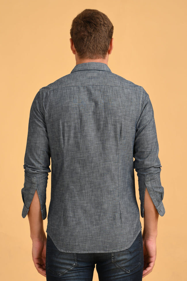 Men Detailed Denim Shirt