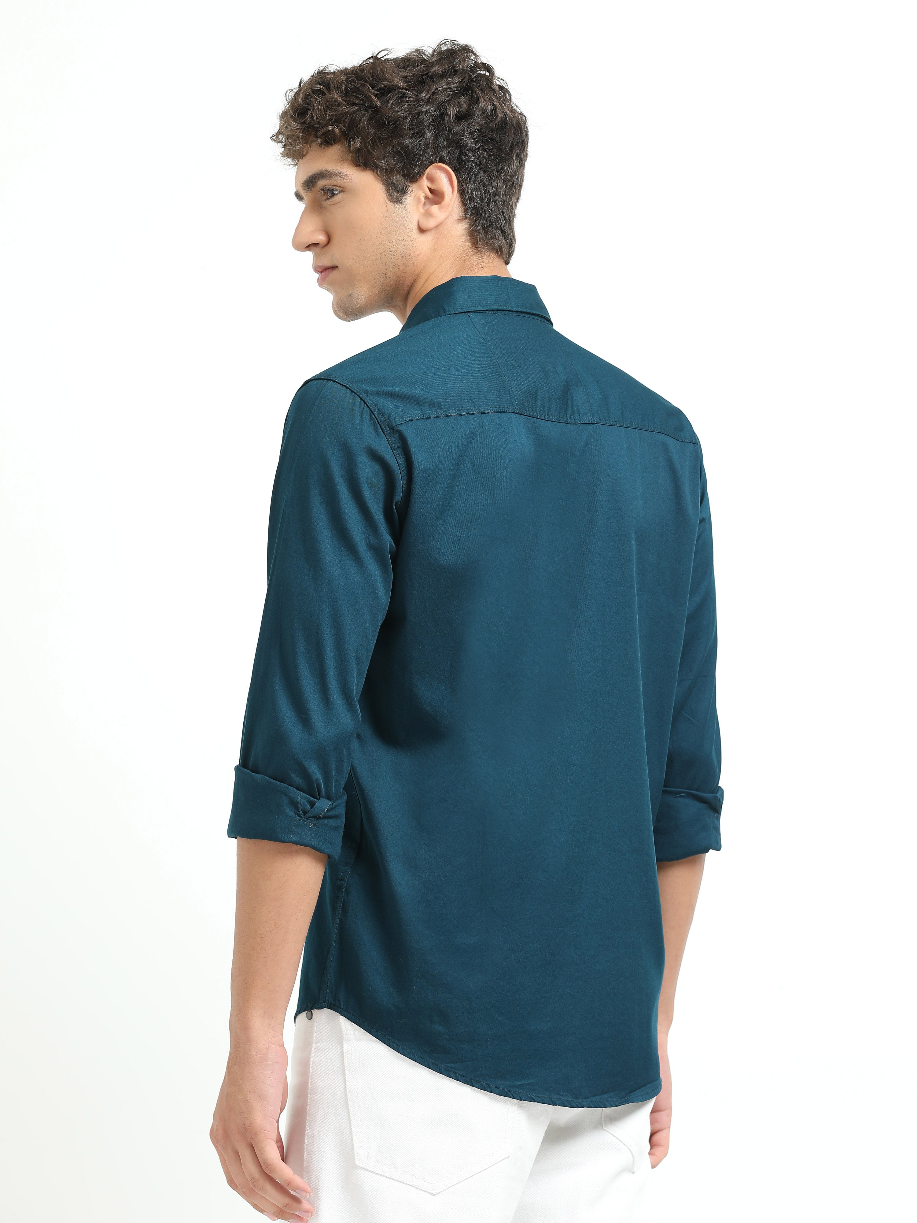 Mens Blue Twill Shirt Slim Fit