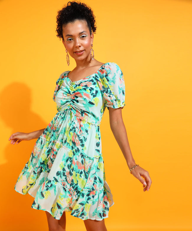 Women Multi Knee Length Floral Dress