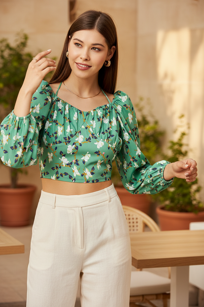Women Neck Floral Regular Top