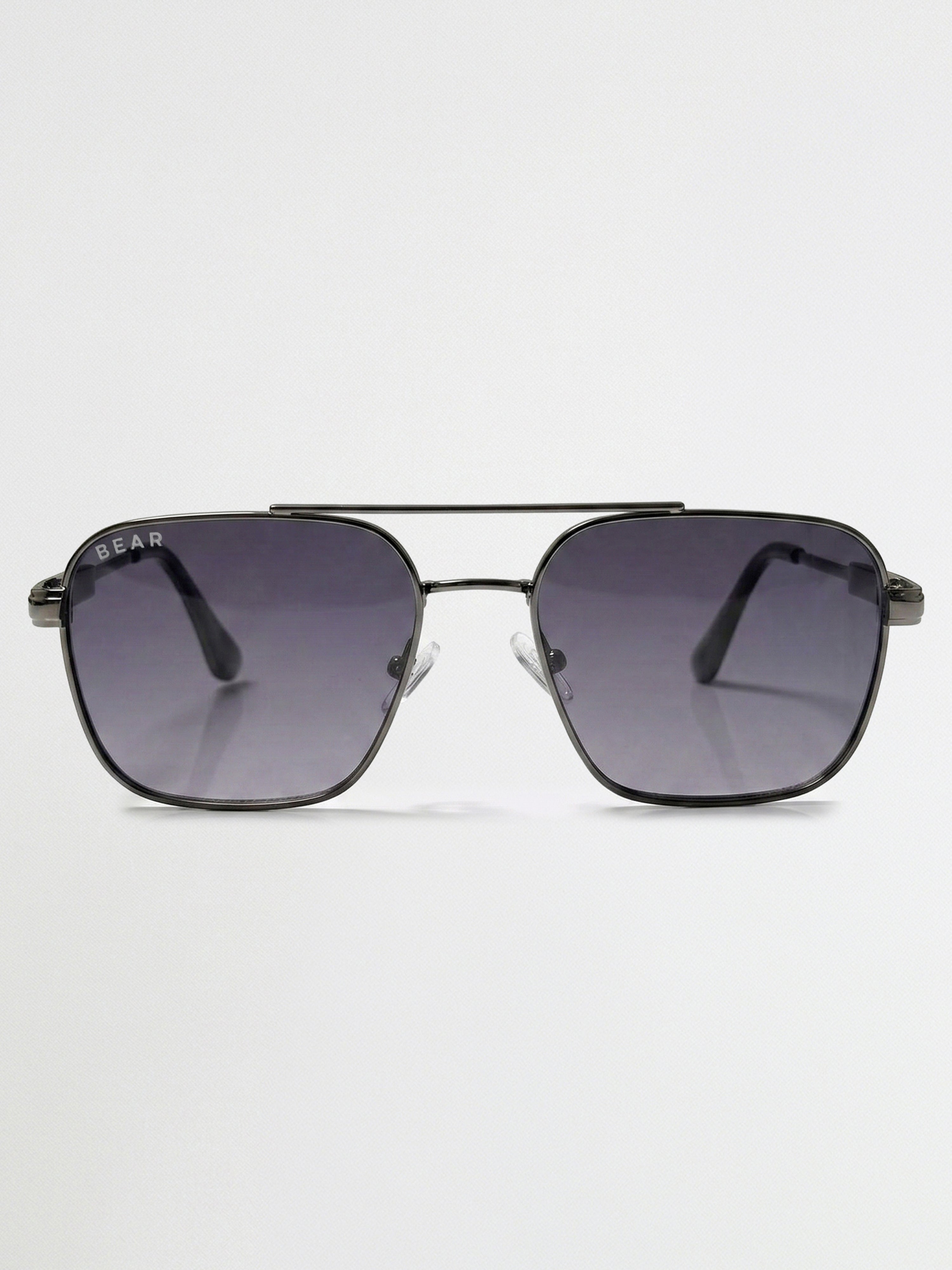 Men Square Aviator Sunglasses with Gunmetal Frame and Smoke Purple Gradient Lenses