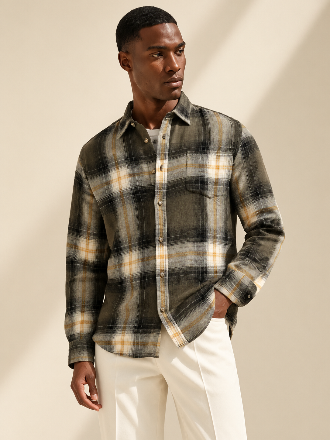 Men Green Multi Check Shirt