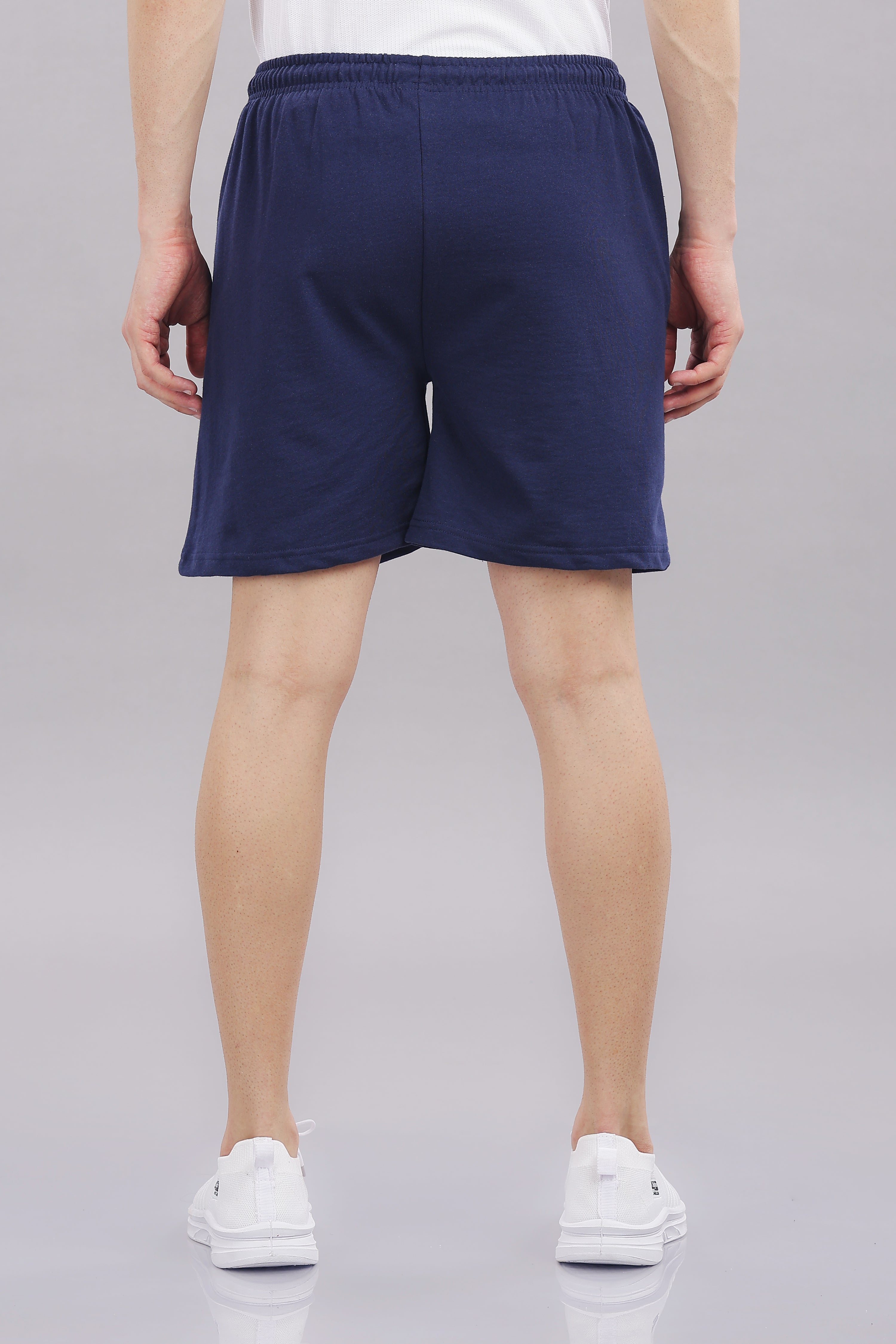 Mens Navy Blue Cotton Regular Shorts