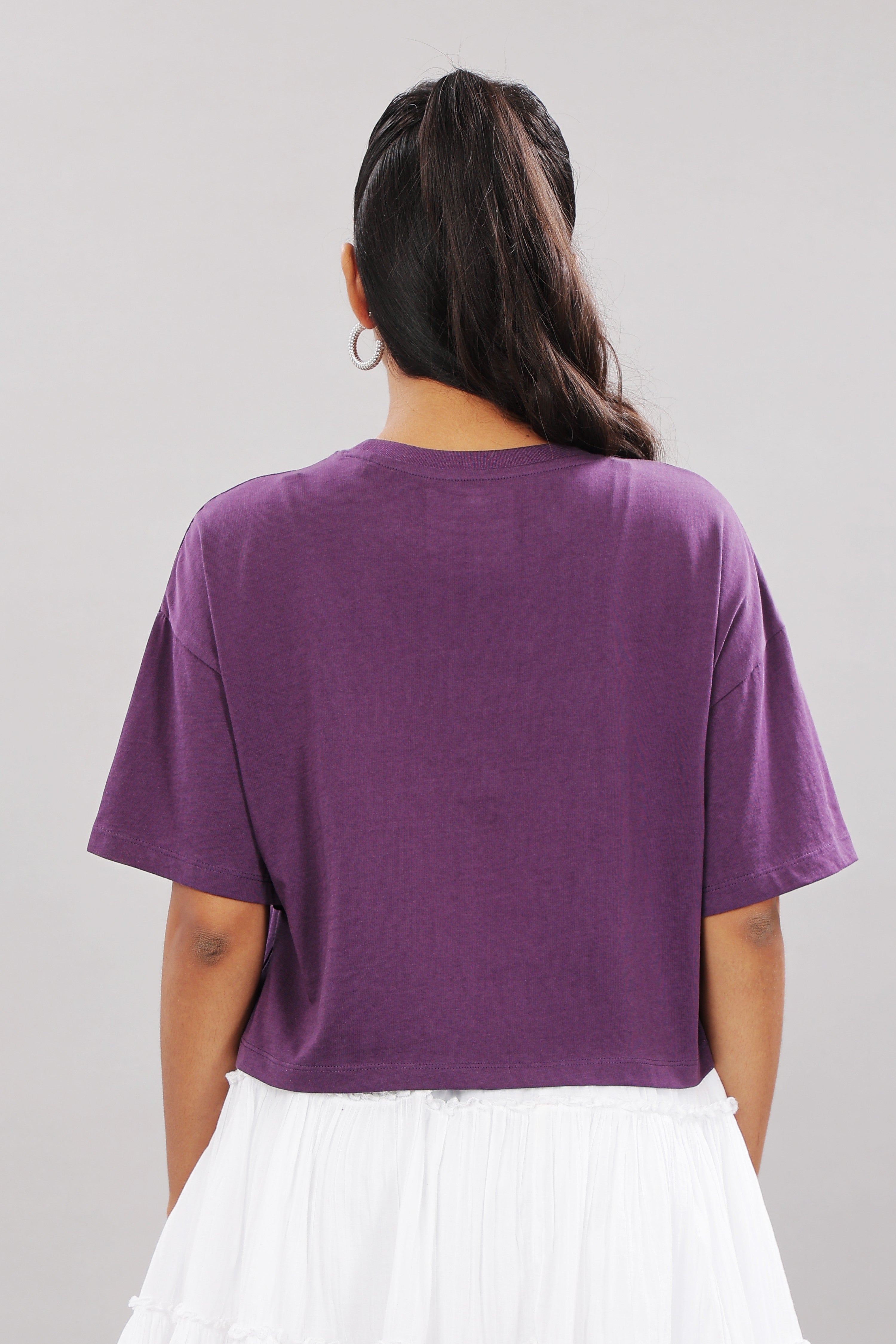 Women Printed purple Cotton Tshirt