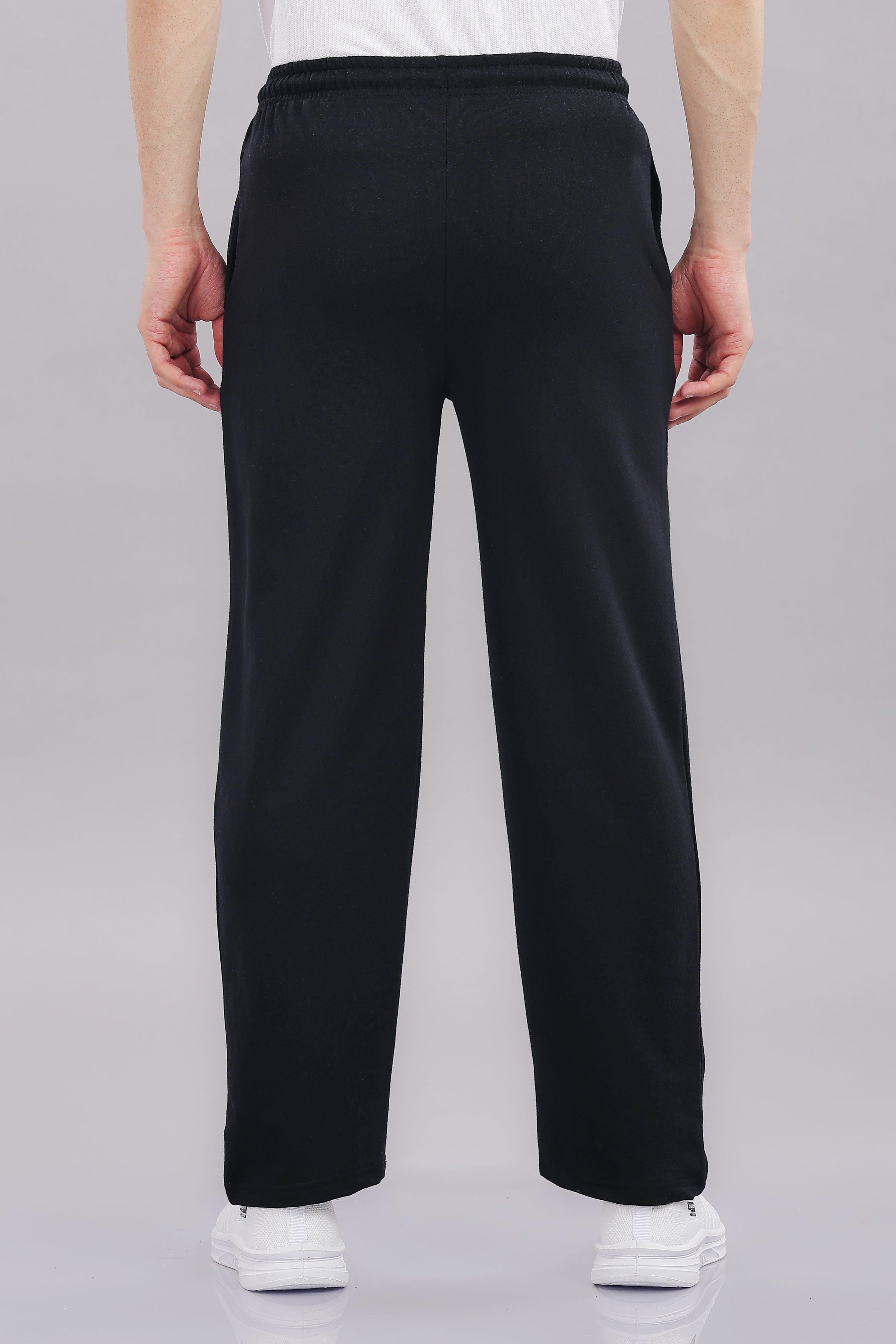 Mens Black Cotton Regular Track Pant