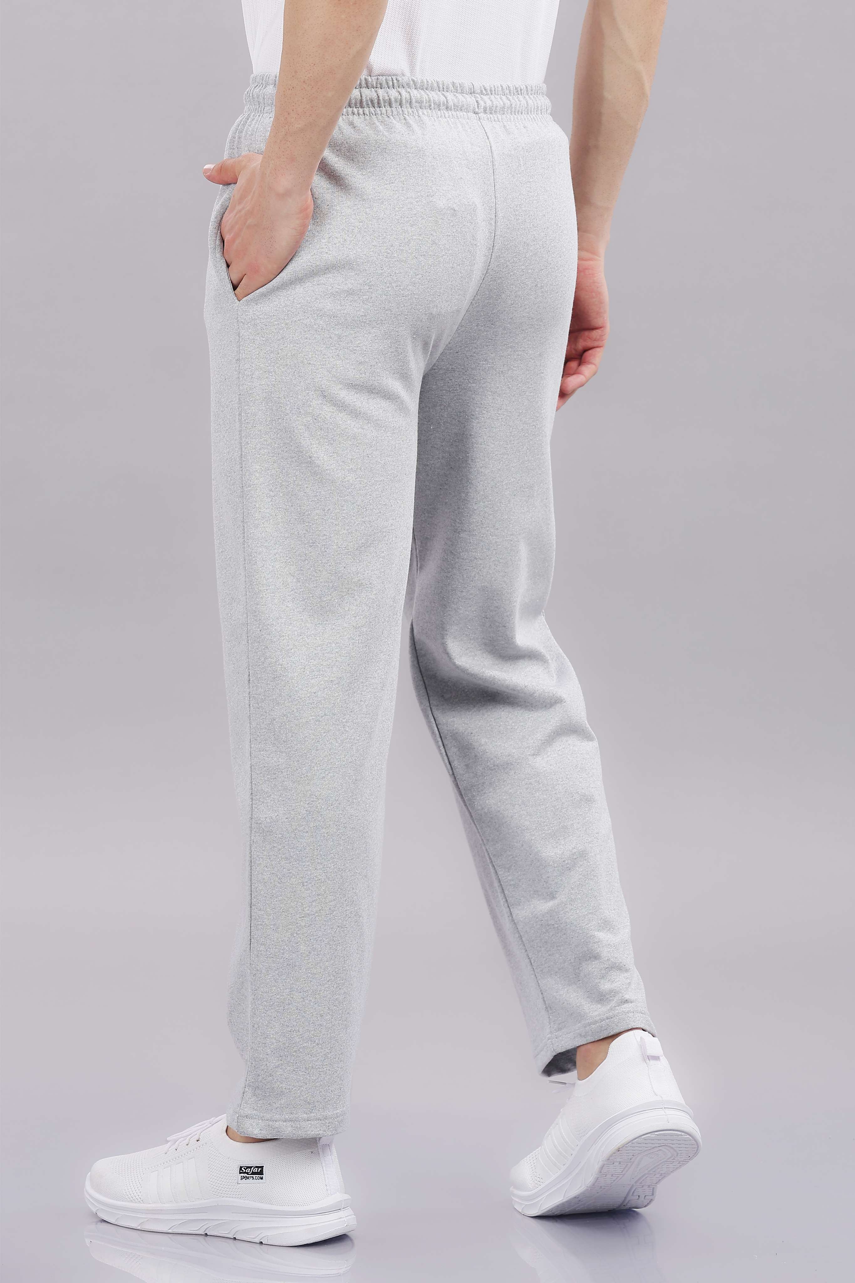 Mens Grey Cotton Regular Track Pant