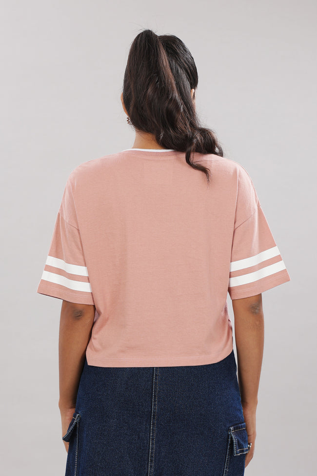 Women Printed pink Cotton Tshirt