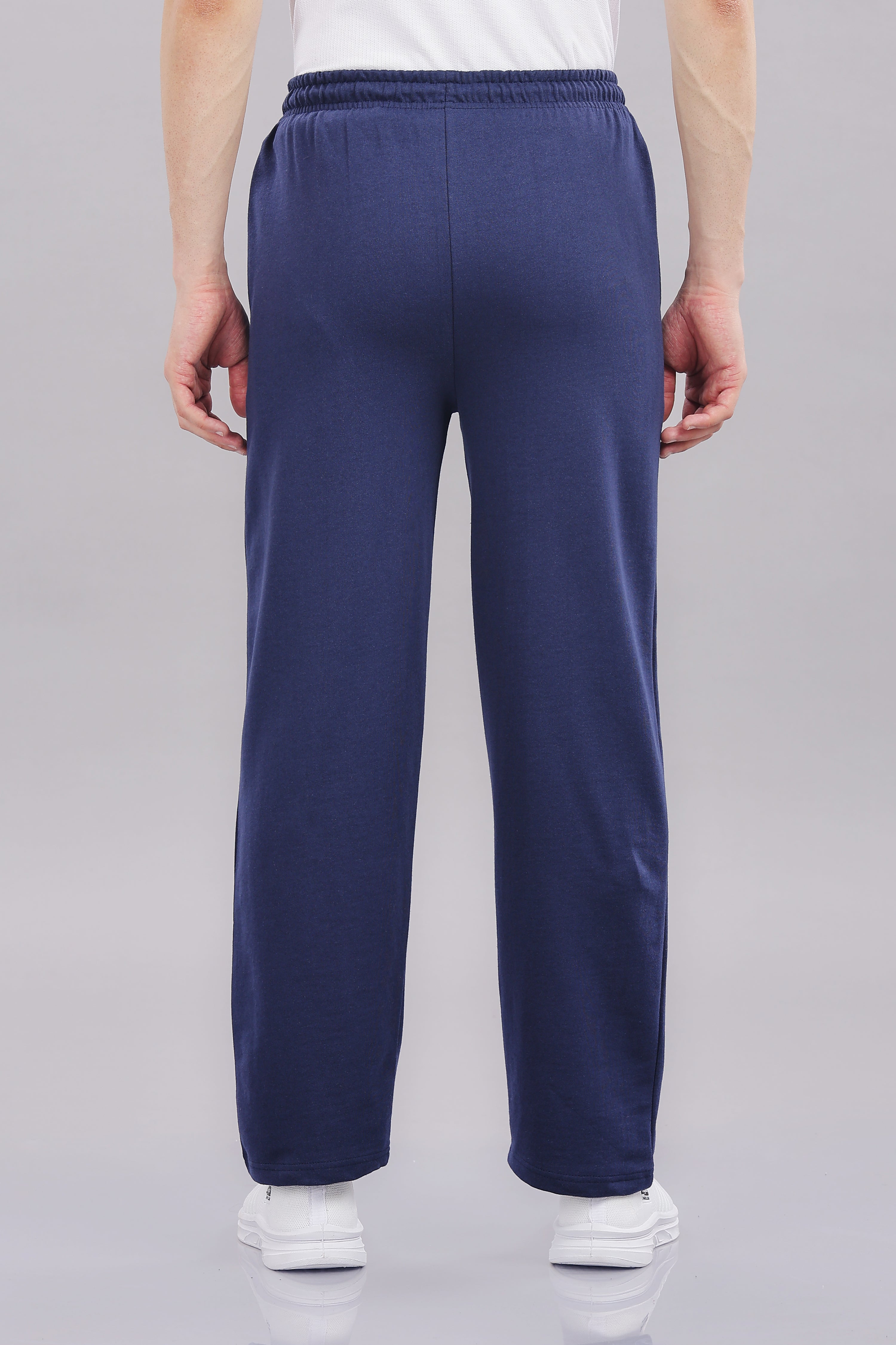 Mens Navy Cotton Regular Track Pant