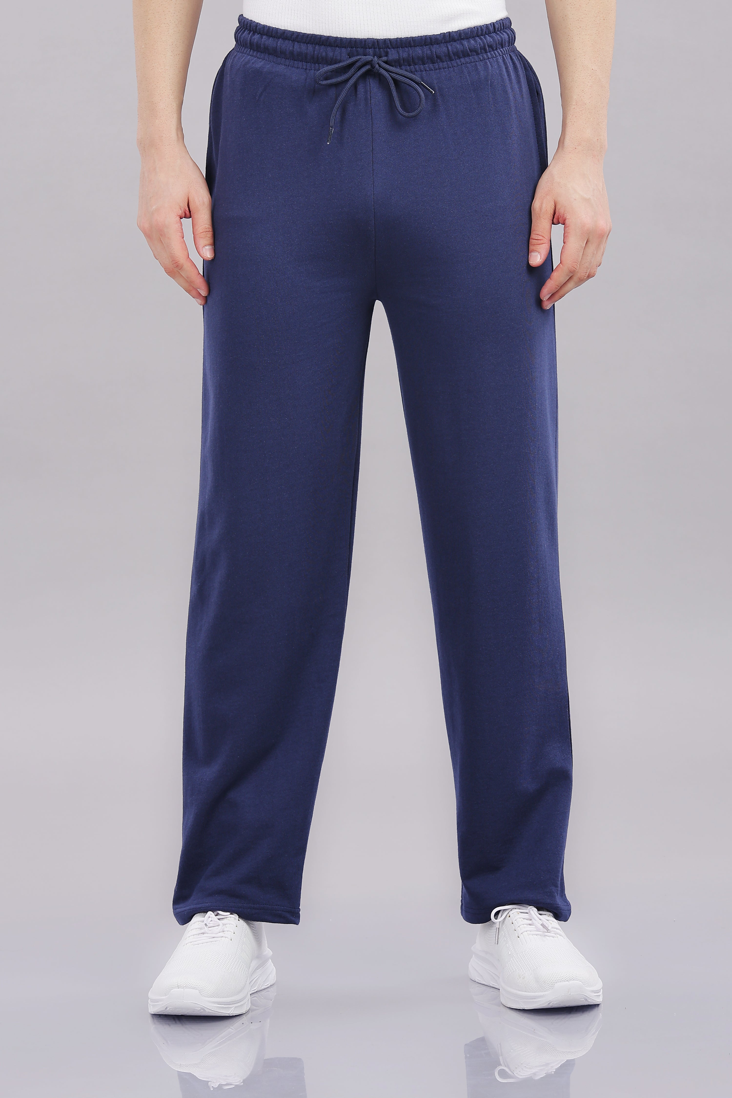 Mens Navy Cotton Regular Track Pant
