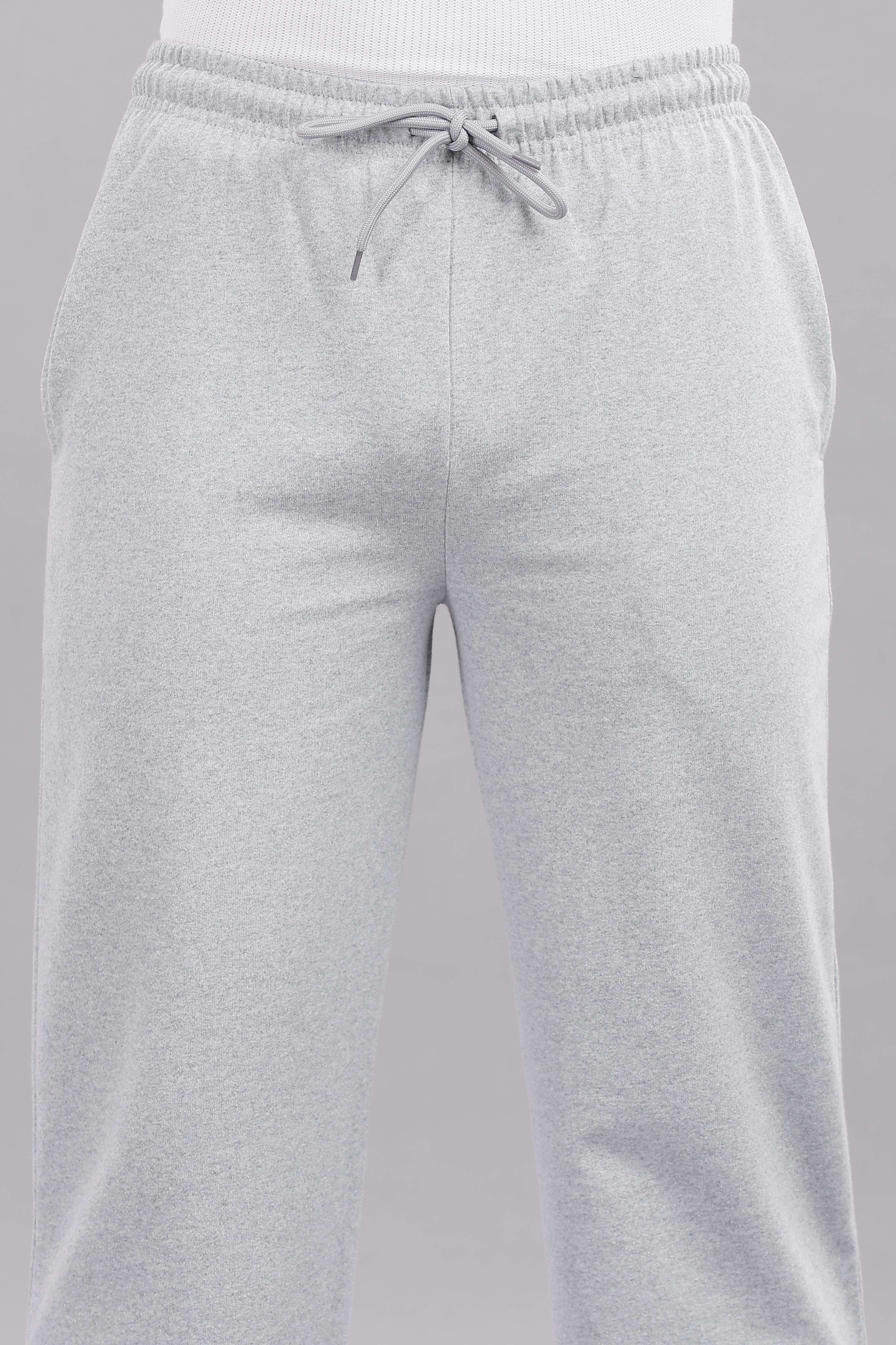 Mens Grey Cotton Regular Track Pant