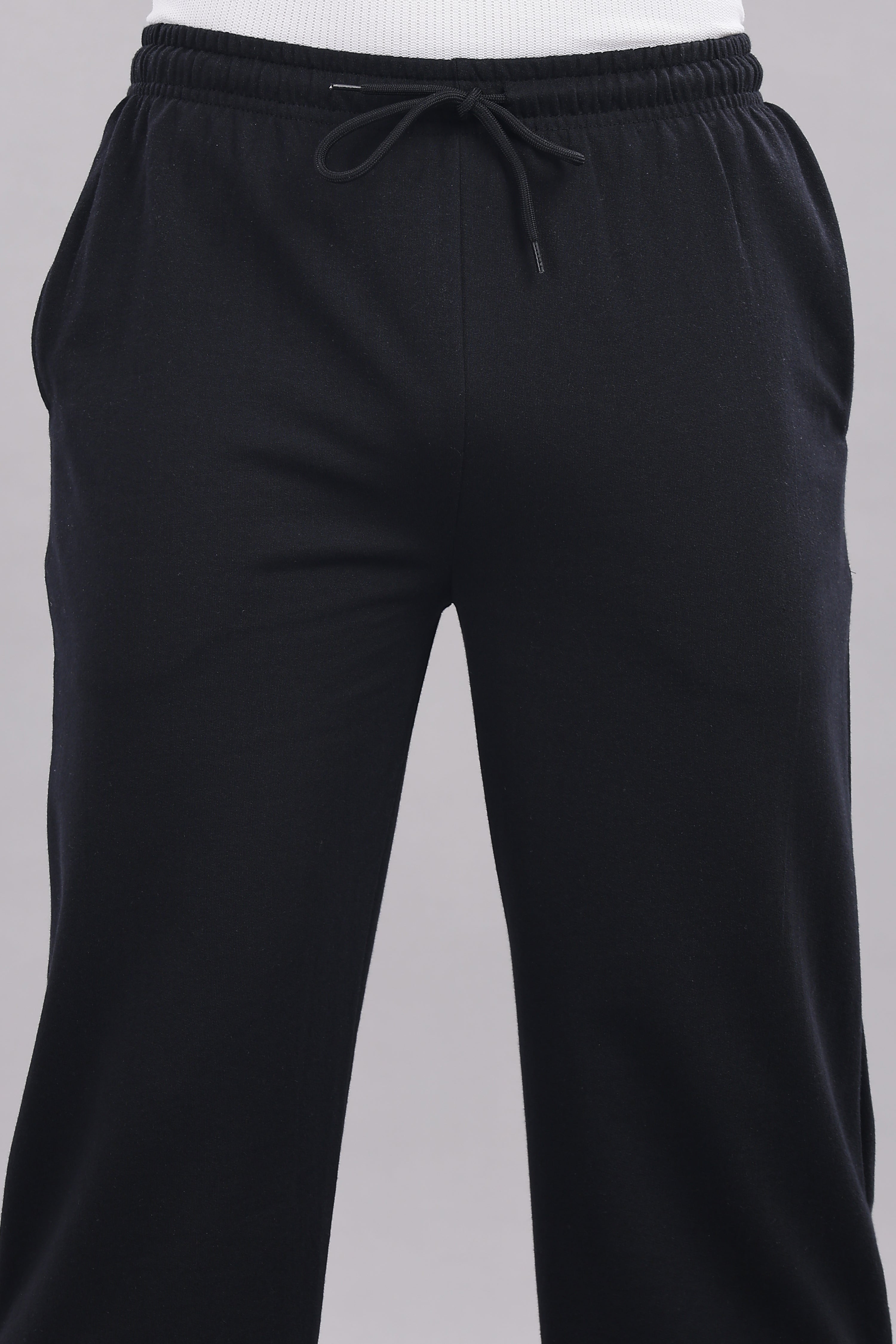 Mens Black Cotton Regular Track Pant