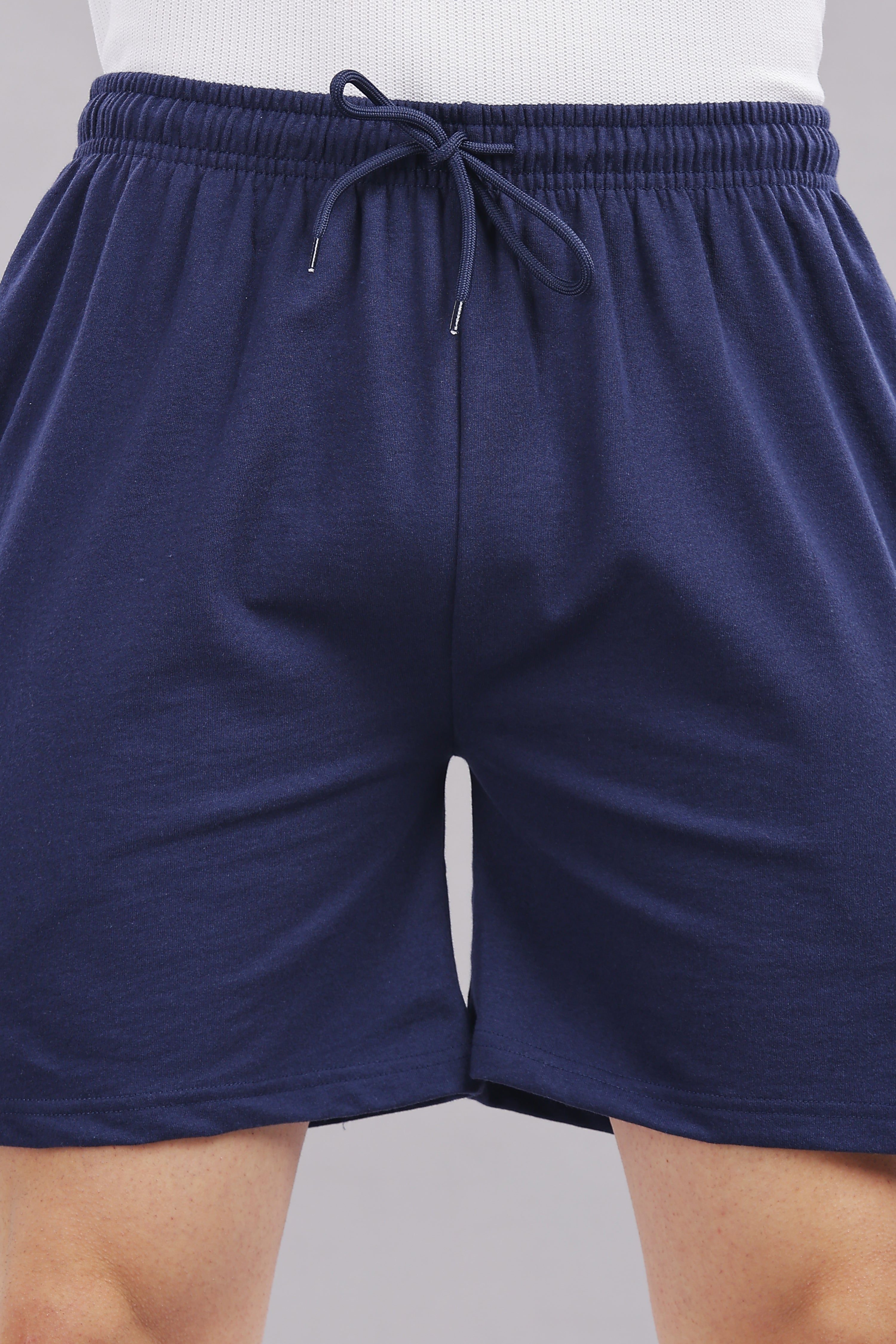 Mens Navy Blue Cotton Regular Shorts