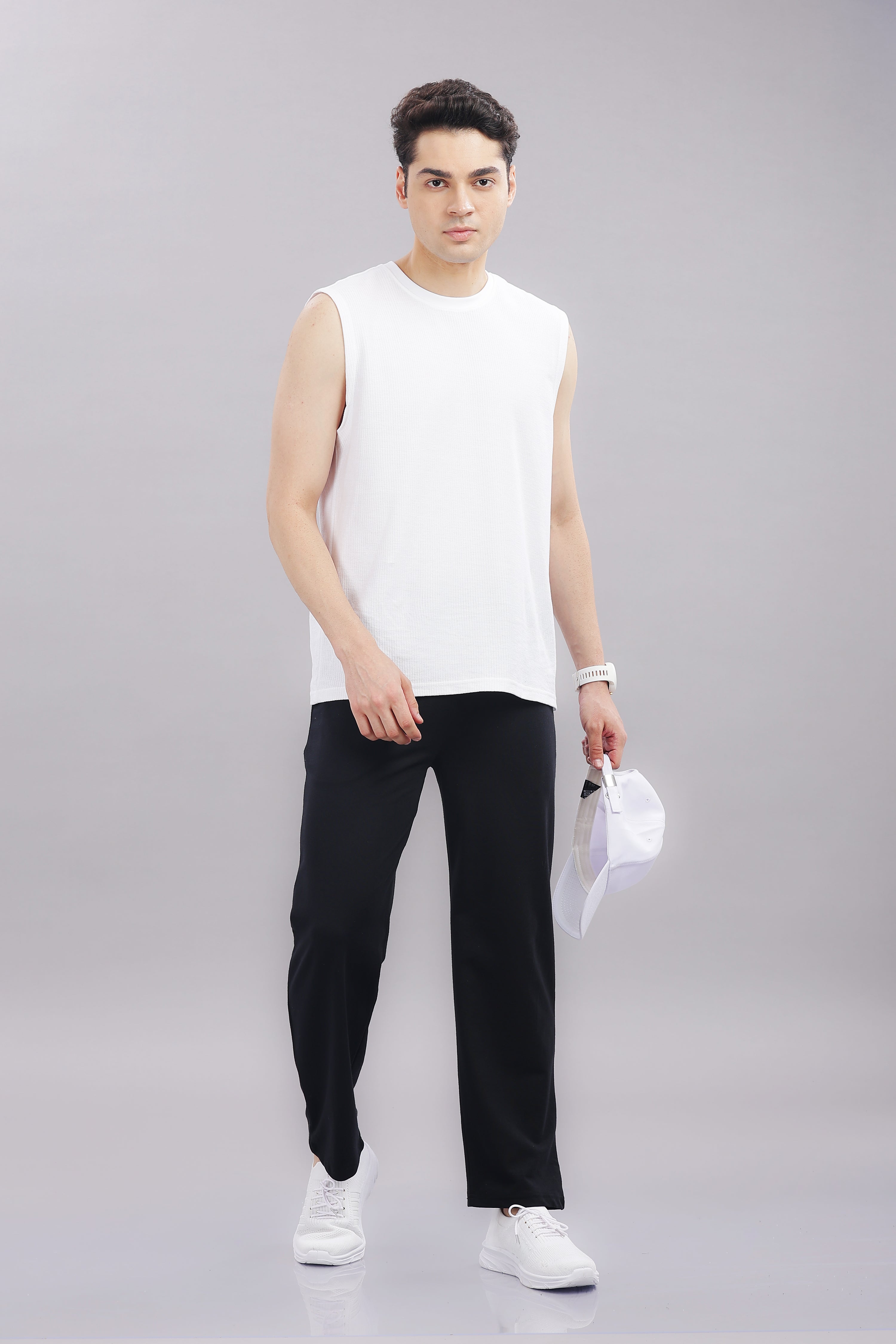 Mens Black Cotton Regular Track Pant