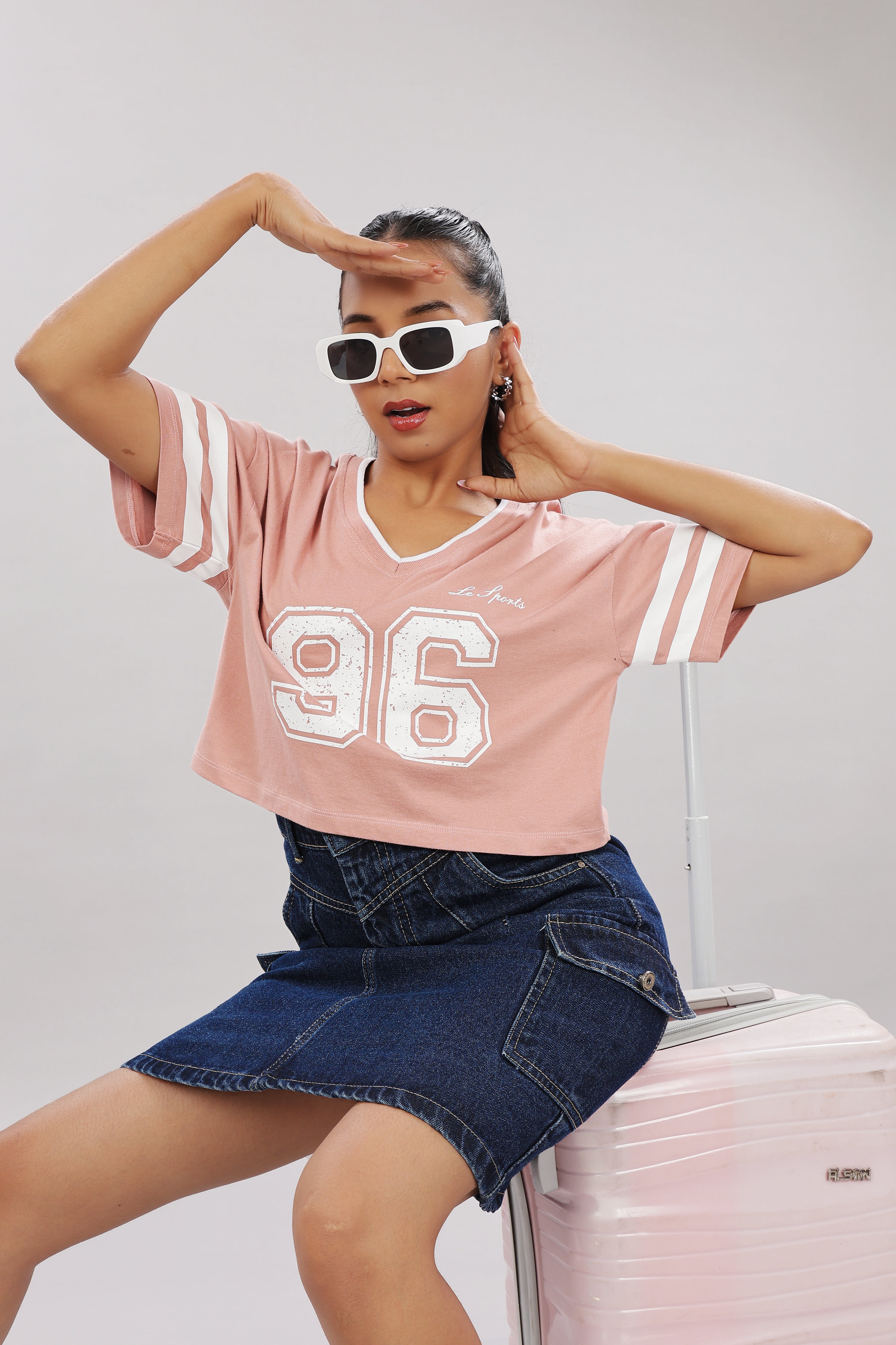 Womens Pink Cotton Regular Top