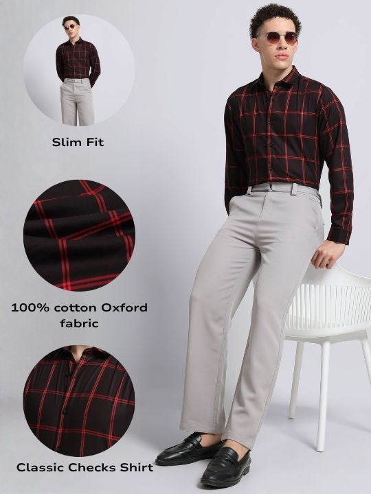 Men Black Premium Checked Shirt