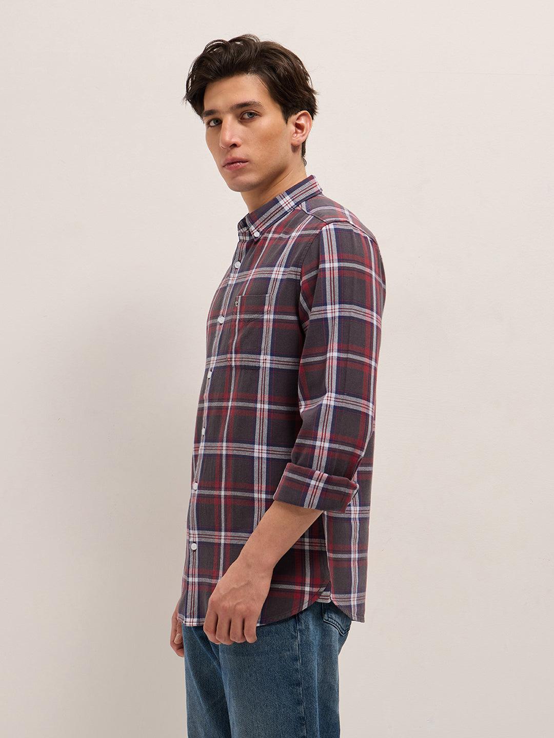 Men Multicolor Checked Slim Fit Casual Shirt