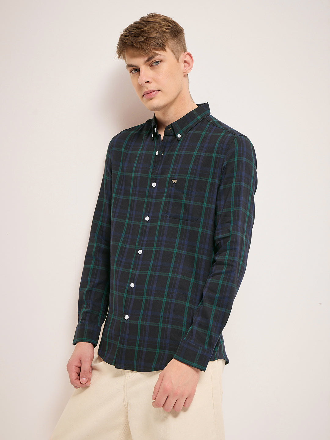 Men Multi-Color Checked Slim Fit Casual Shirt