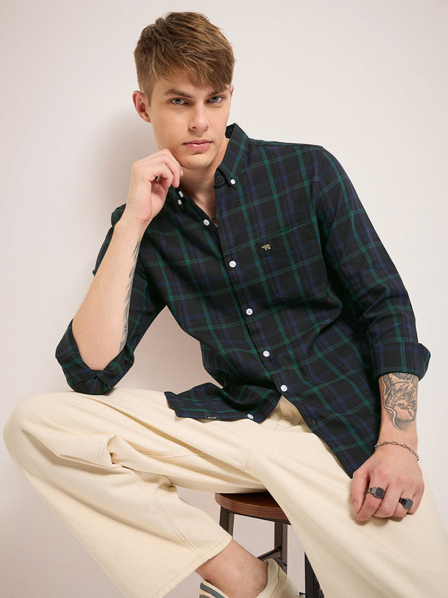 Men Multi-Color Checked Slim Fit Casual Shirt