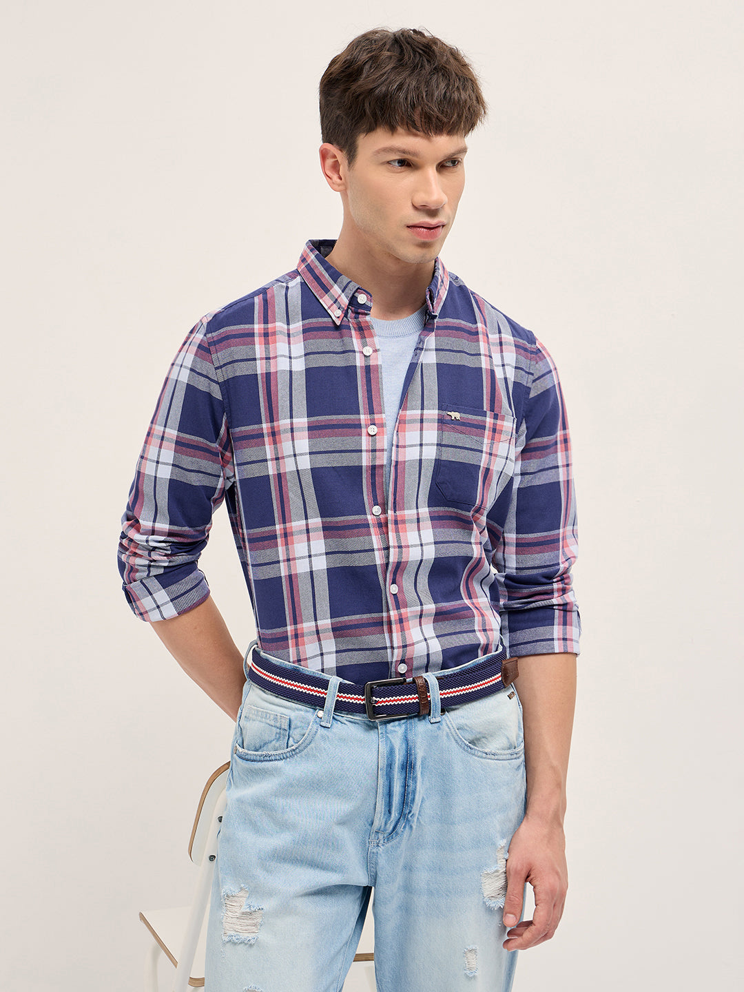 Men Multicolor Checkered Slim Fit Casual Shirt