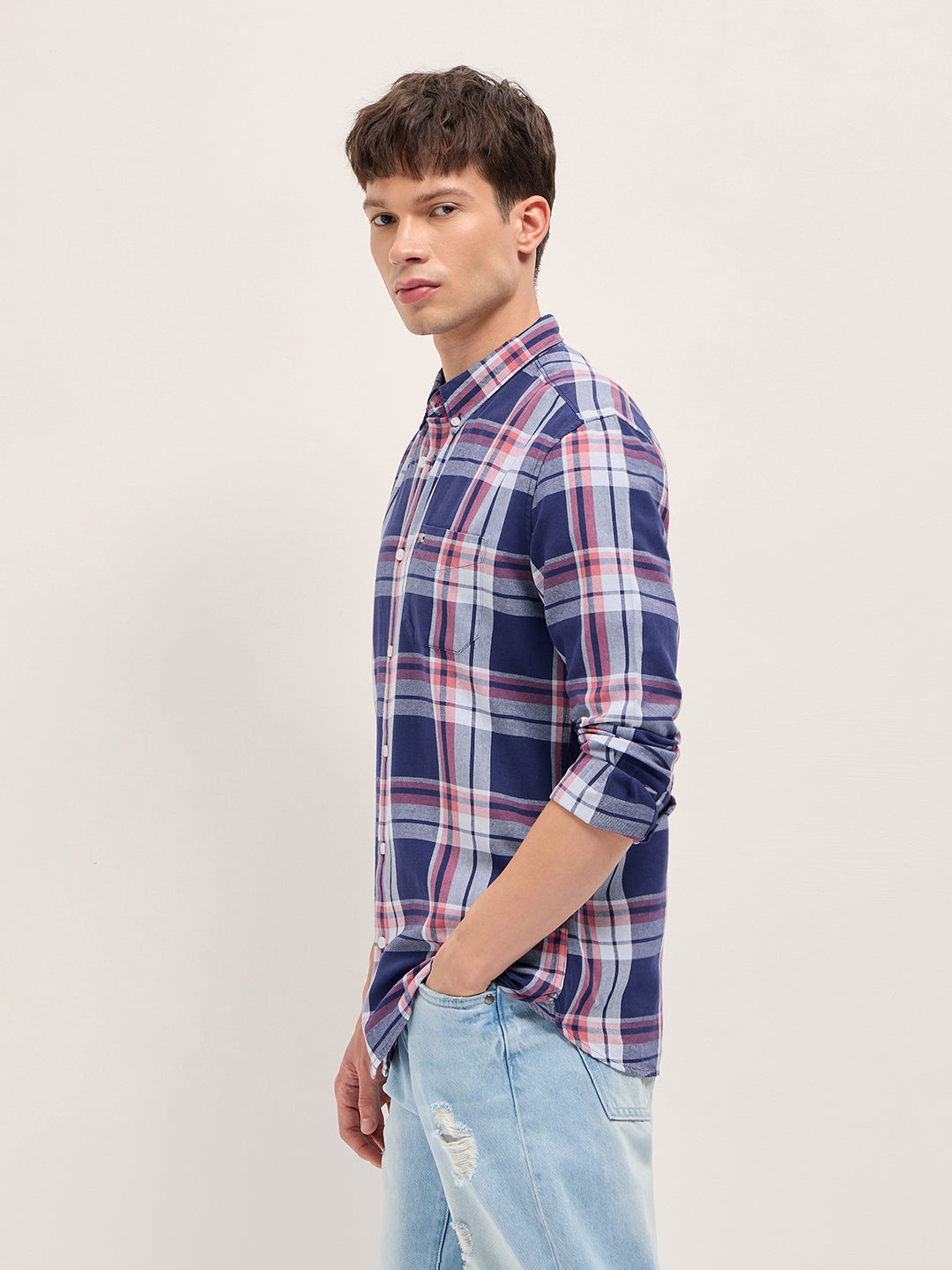 Men Multicolor Checkered Slim Fit Casual Shirt