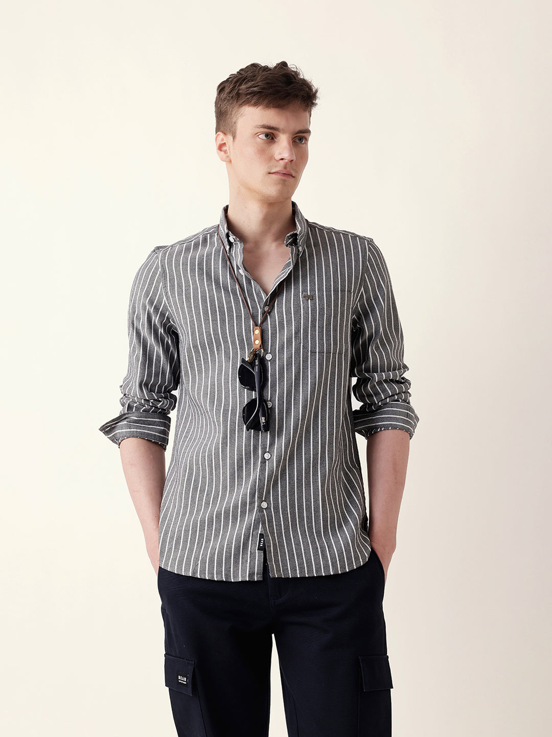 Men Casual Striped Button-Down Shirt