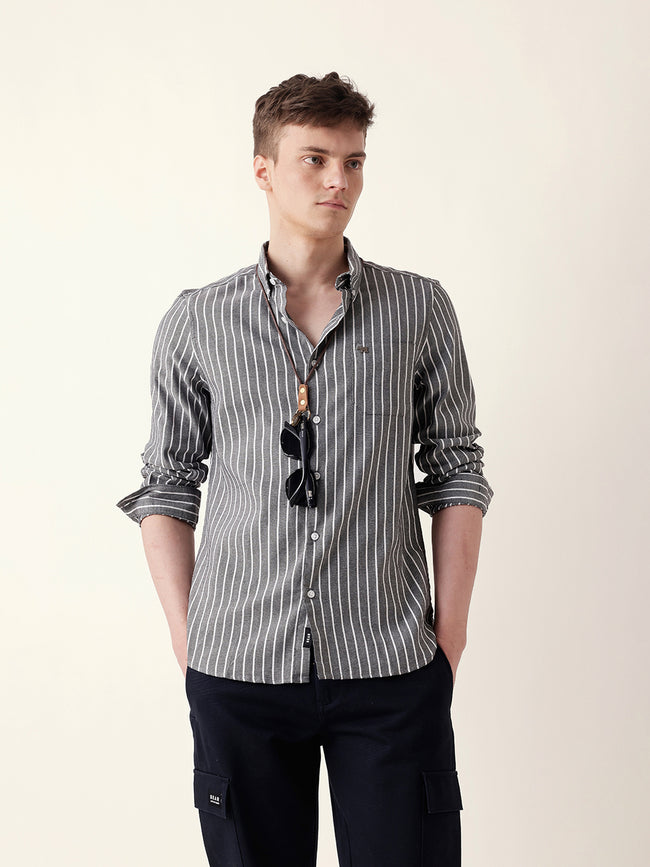 Men Casual Striped Button-Down Shirt