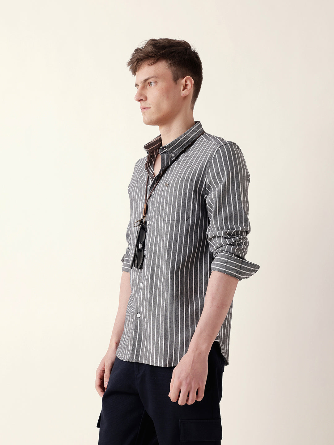 Men Casual Striped Button-Down Shirt