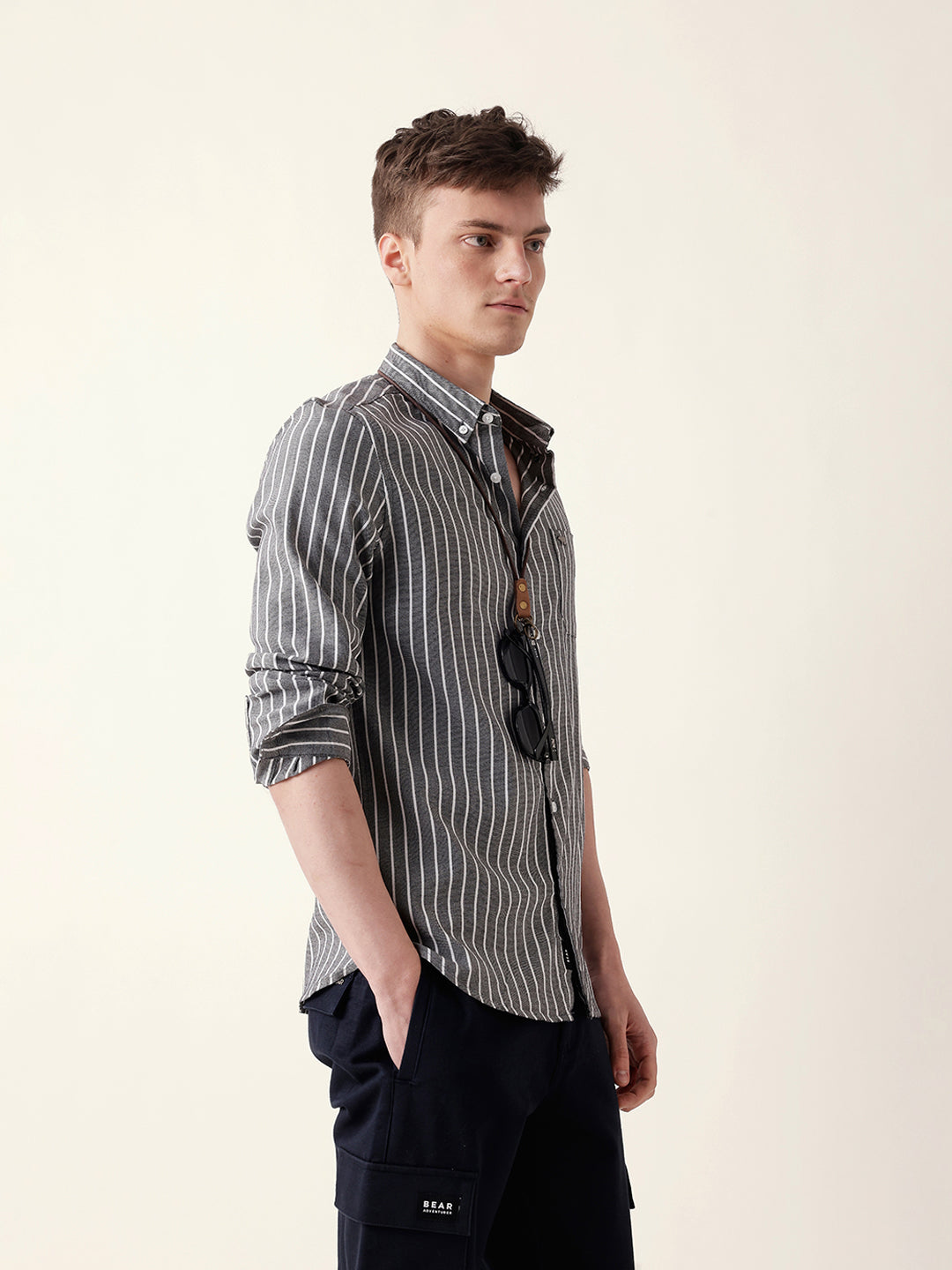 Men Casual Striped Button-Down Shirt