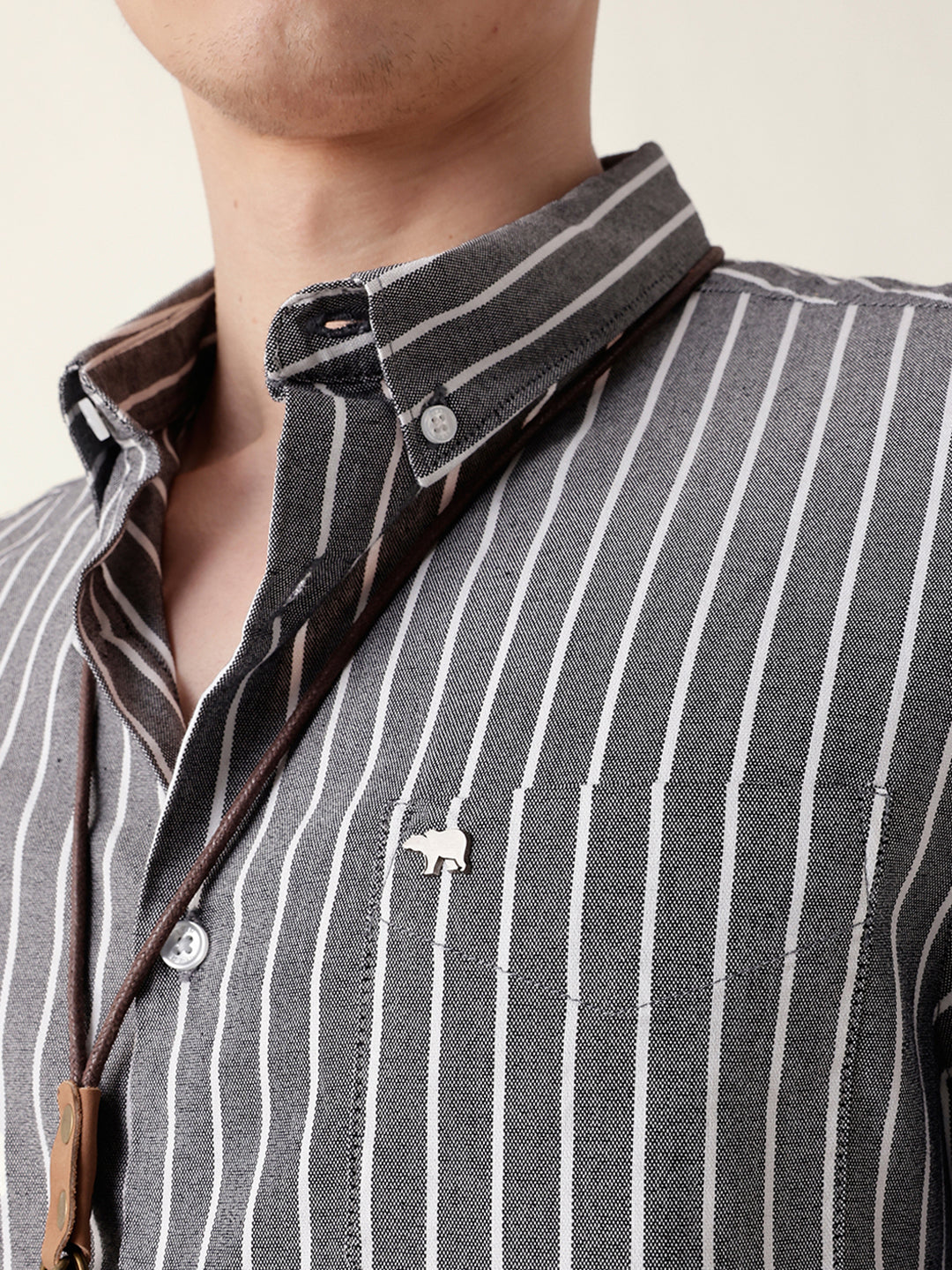 Men Casual Striped Button-Down Shirt