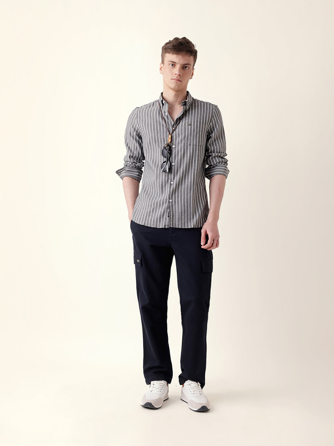 Men Casual Striped Button-Down Shirt