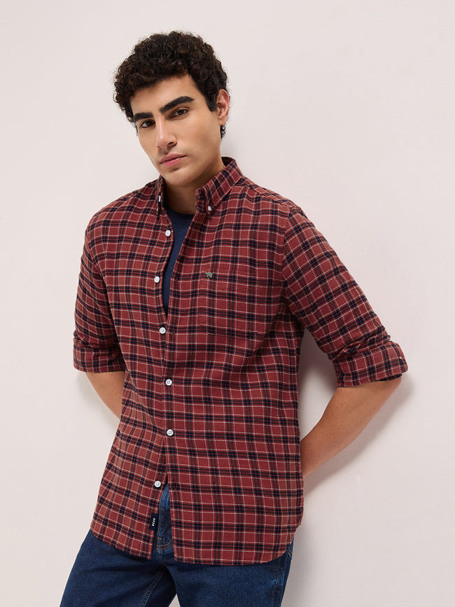 Men Red Checked Shirt
