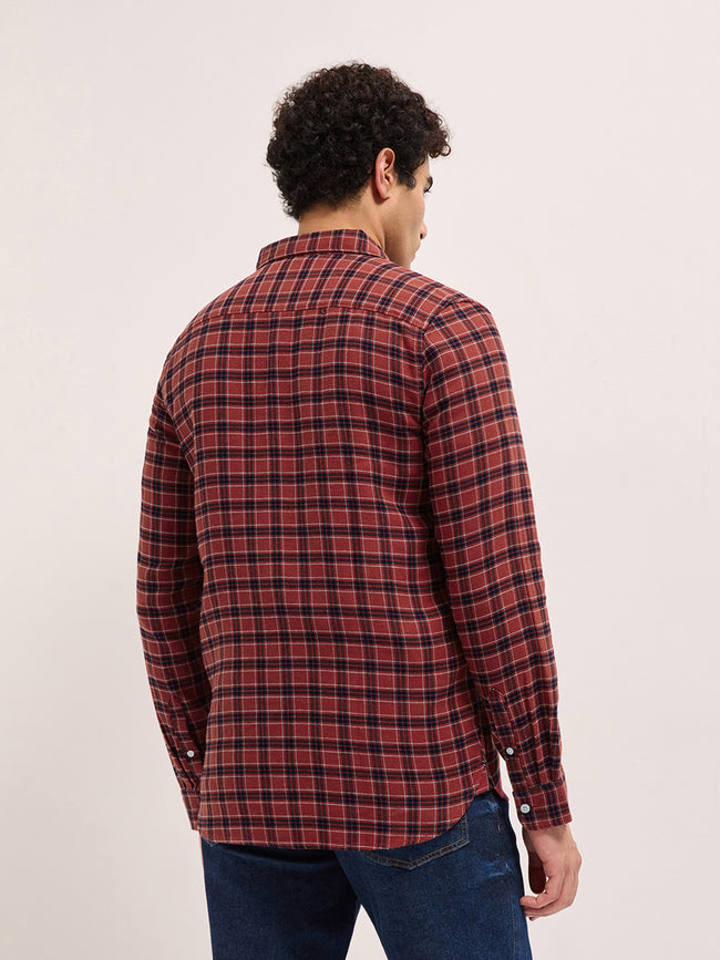 Men Red Checked Shirt
