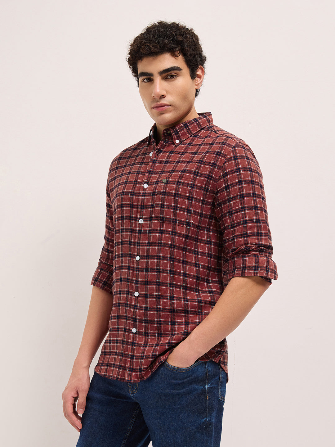 Men Red Checked Shirt