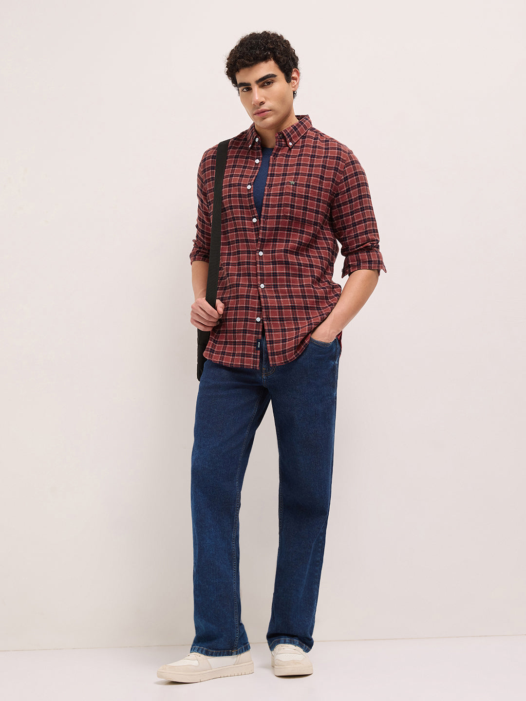 Men Red Checked Shirt