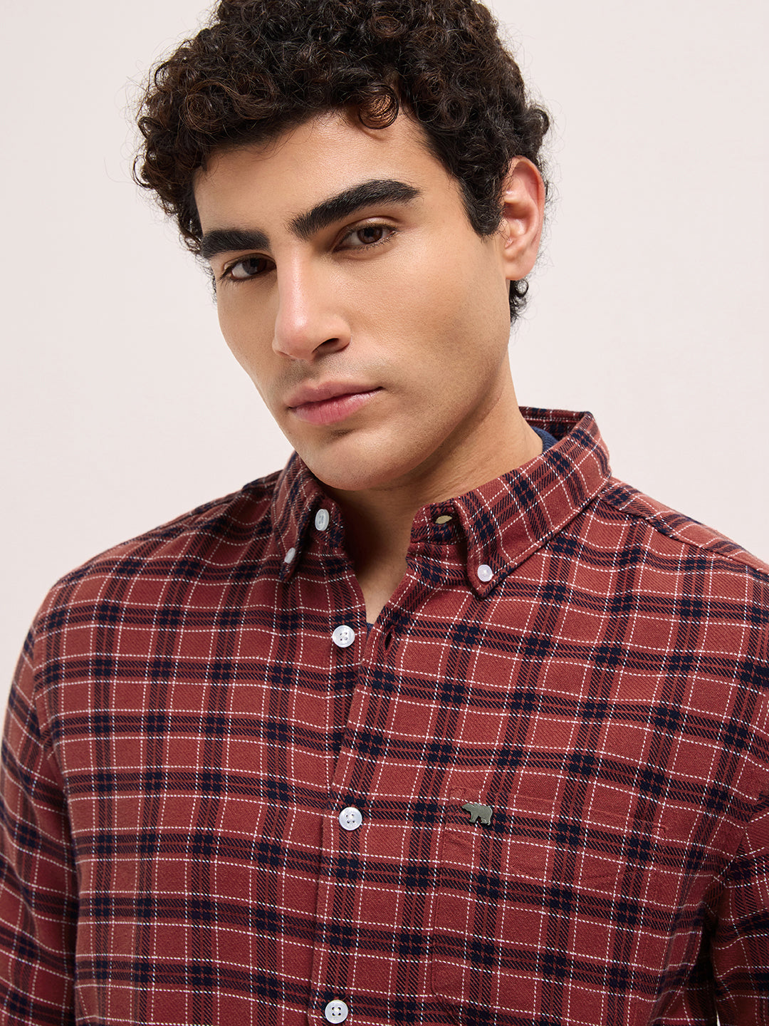 Men Red Checked Shirt