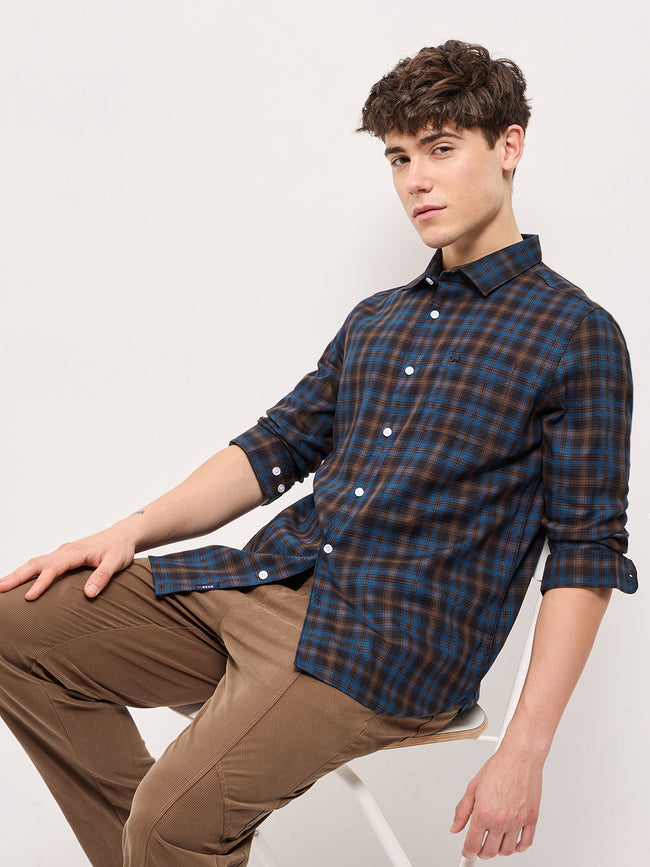 Men Multi-Color Checked Slim Fit Casual Shirt