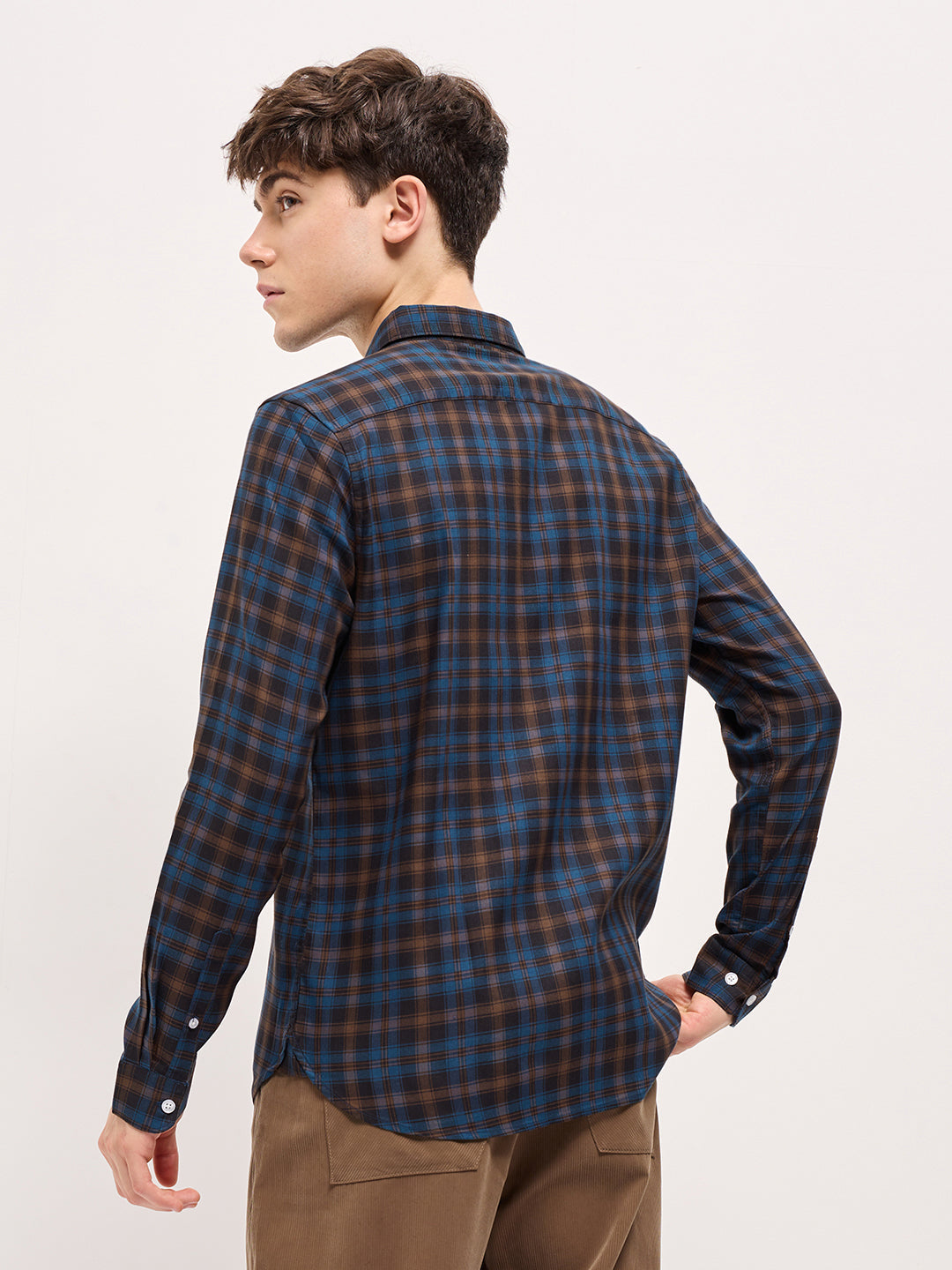 Men Multi-Color Checked Slim Fit Casual Shirt
