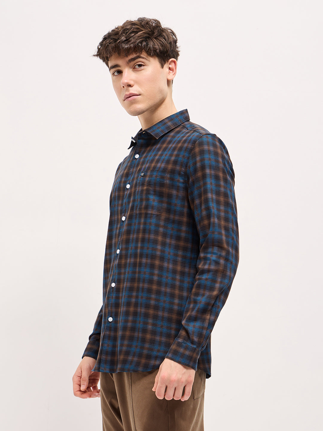 Men Multi-Color Checked Slim Fit Casual Shirt