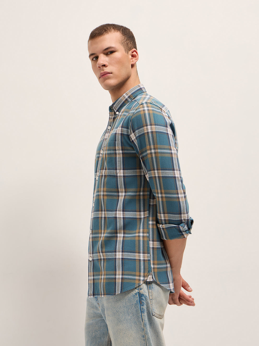 Men Multicolor Checked Slim Fit Casual Shirt