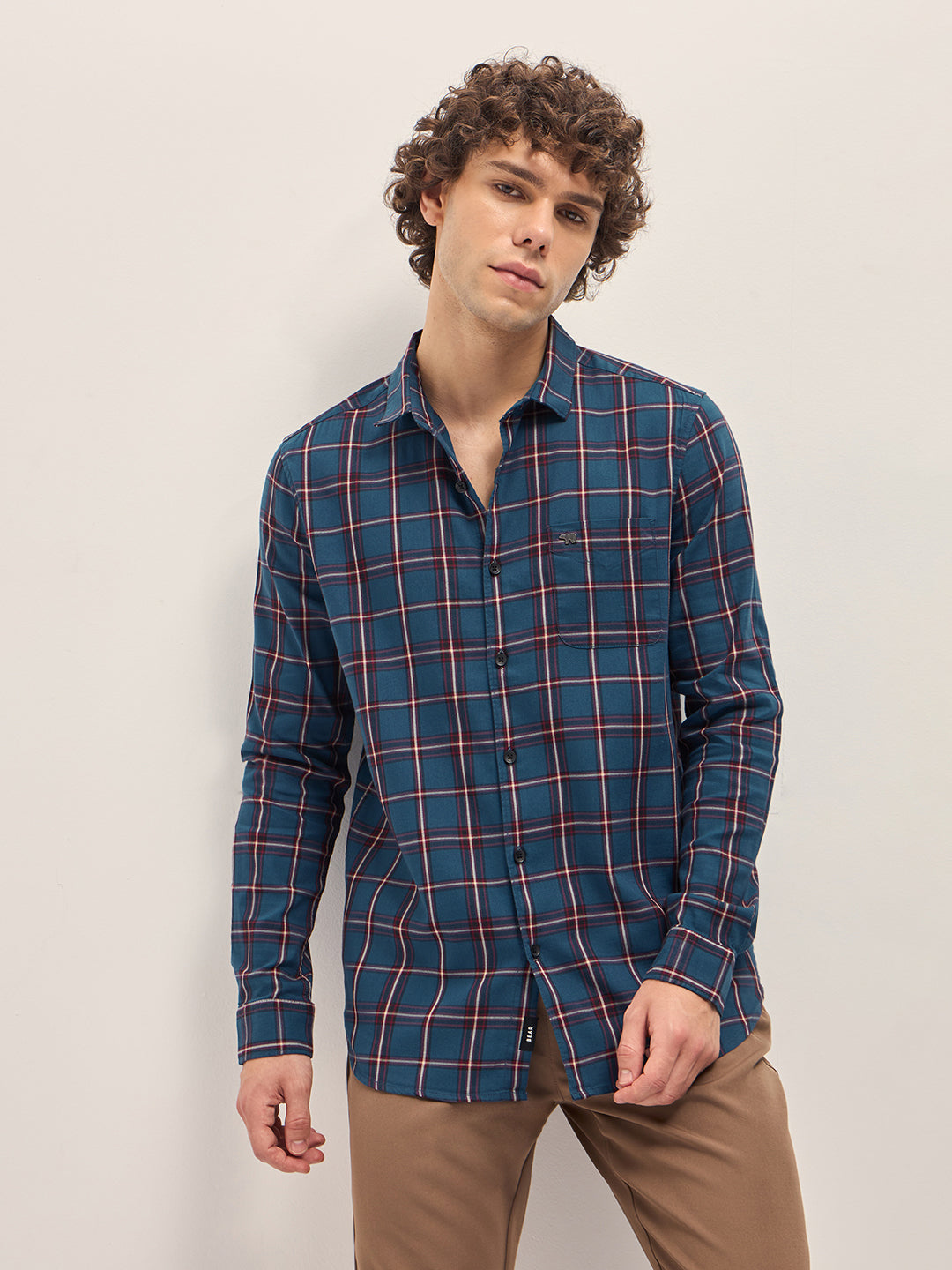 Men Multi-Color Checked Slim Fit Casual Shirt