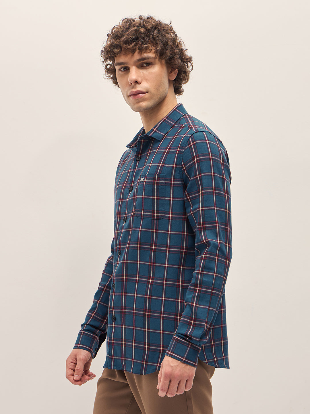 Men Multi-Color Checked Slim Fit Casual Shirt